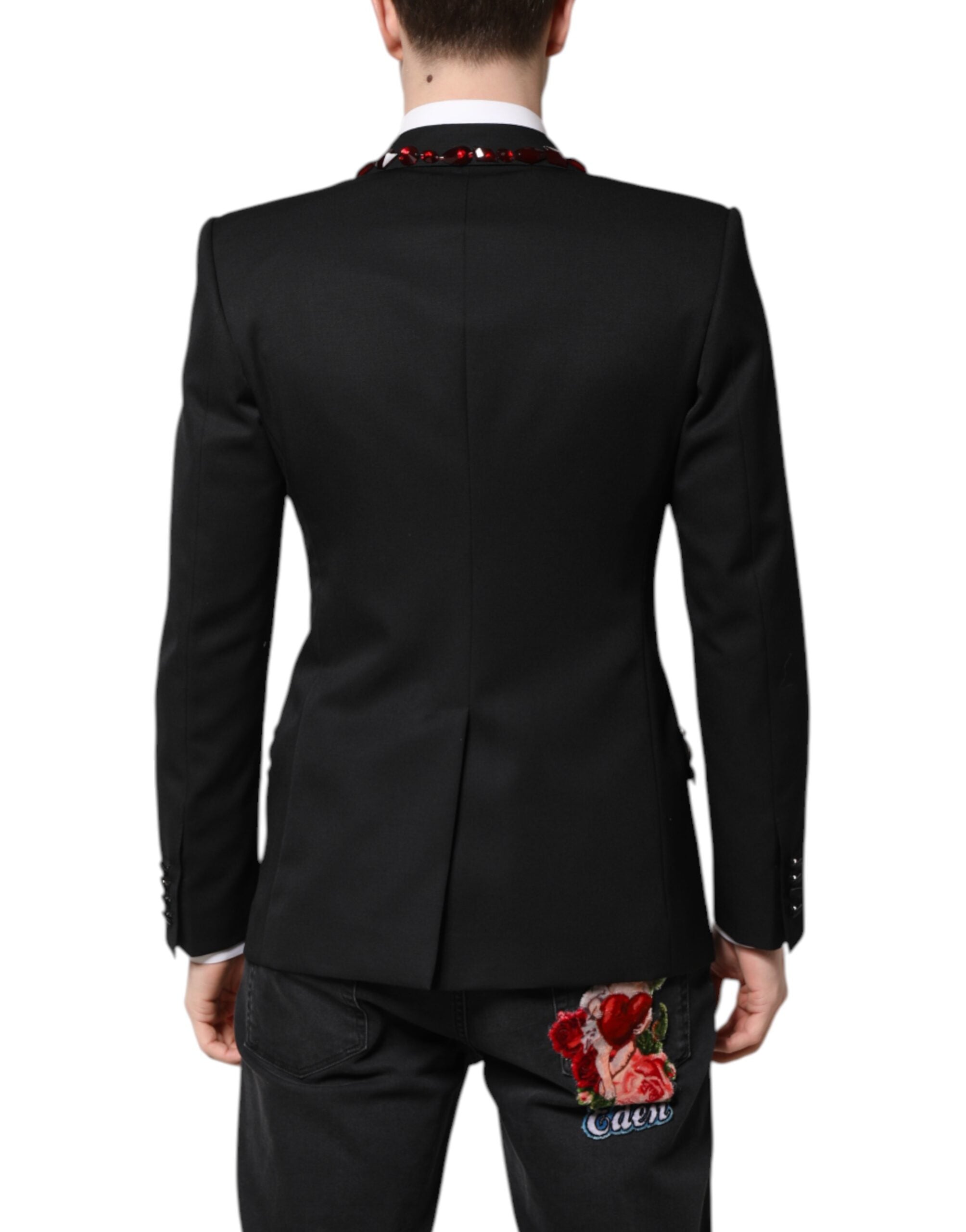 Dolce & Gabbana Schwarzer SICILIA CrystalEmbellished Mantel Blazer
