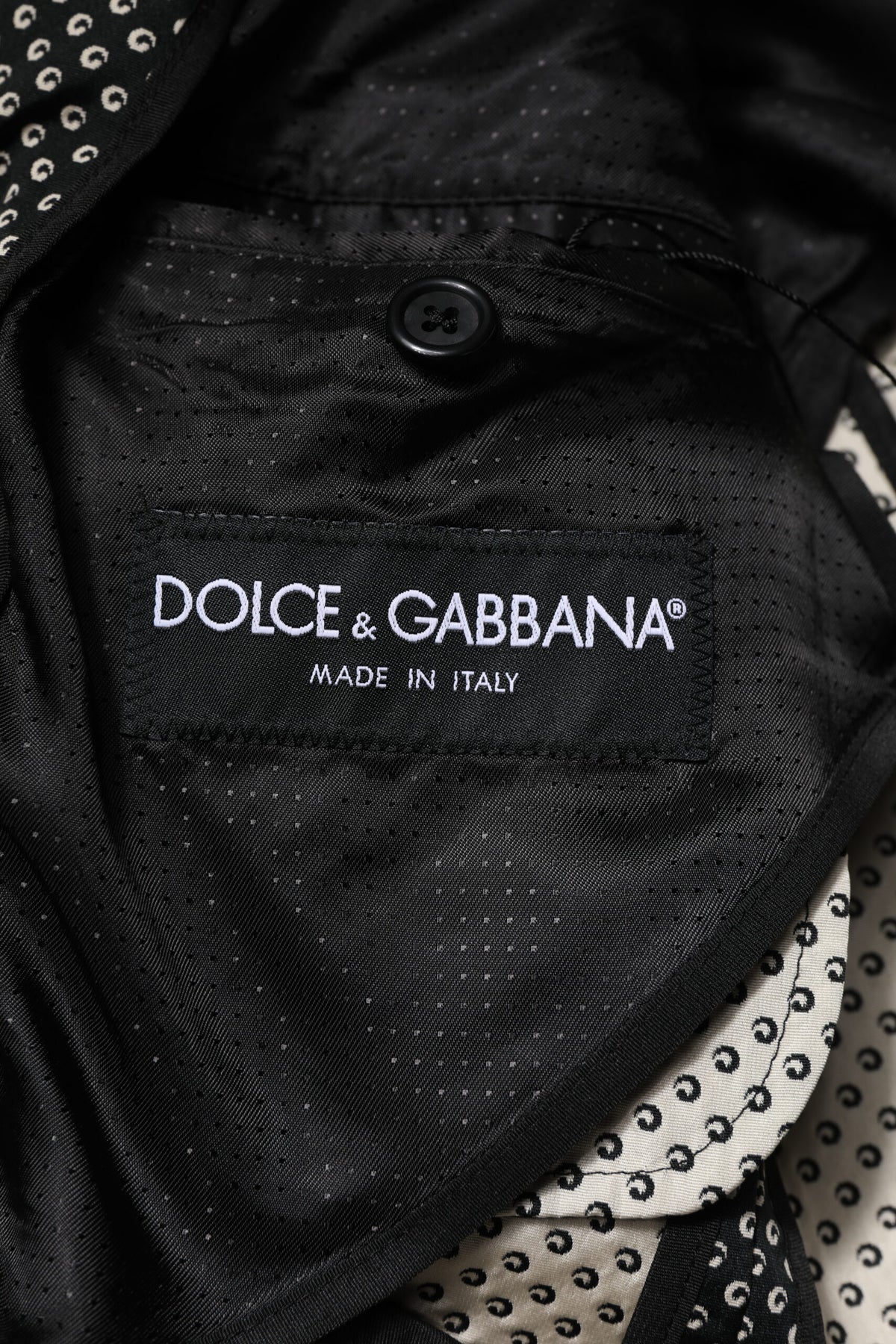 Dolce & Gabbana Black White Patterned Men Suit Coat Blazer