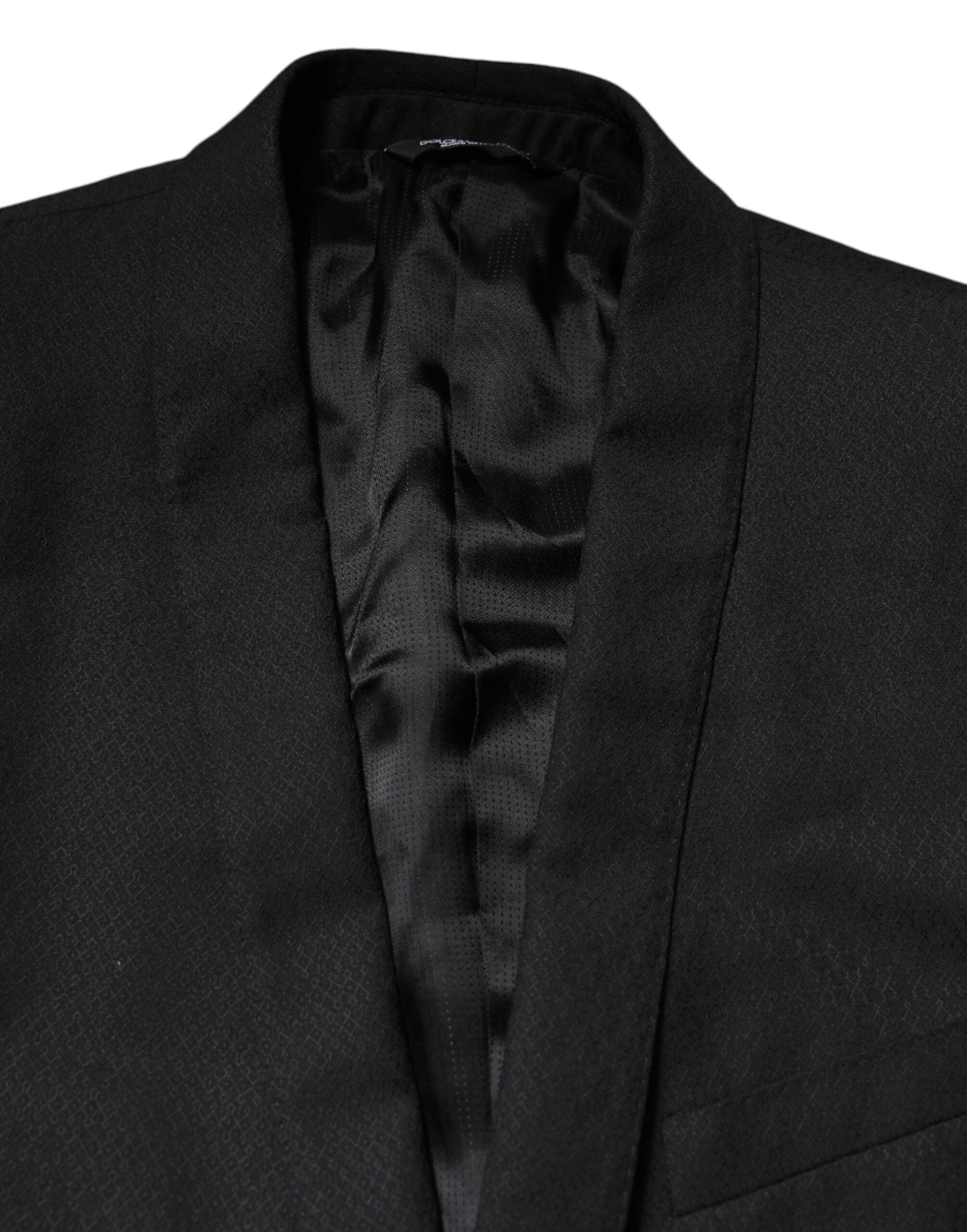 Dolce & Gabbana Schwarzer GOLD Einreihiger Anzug Blazer