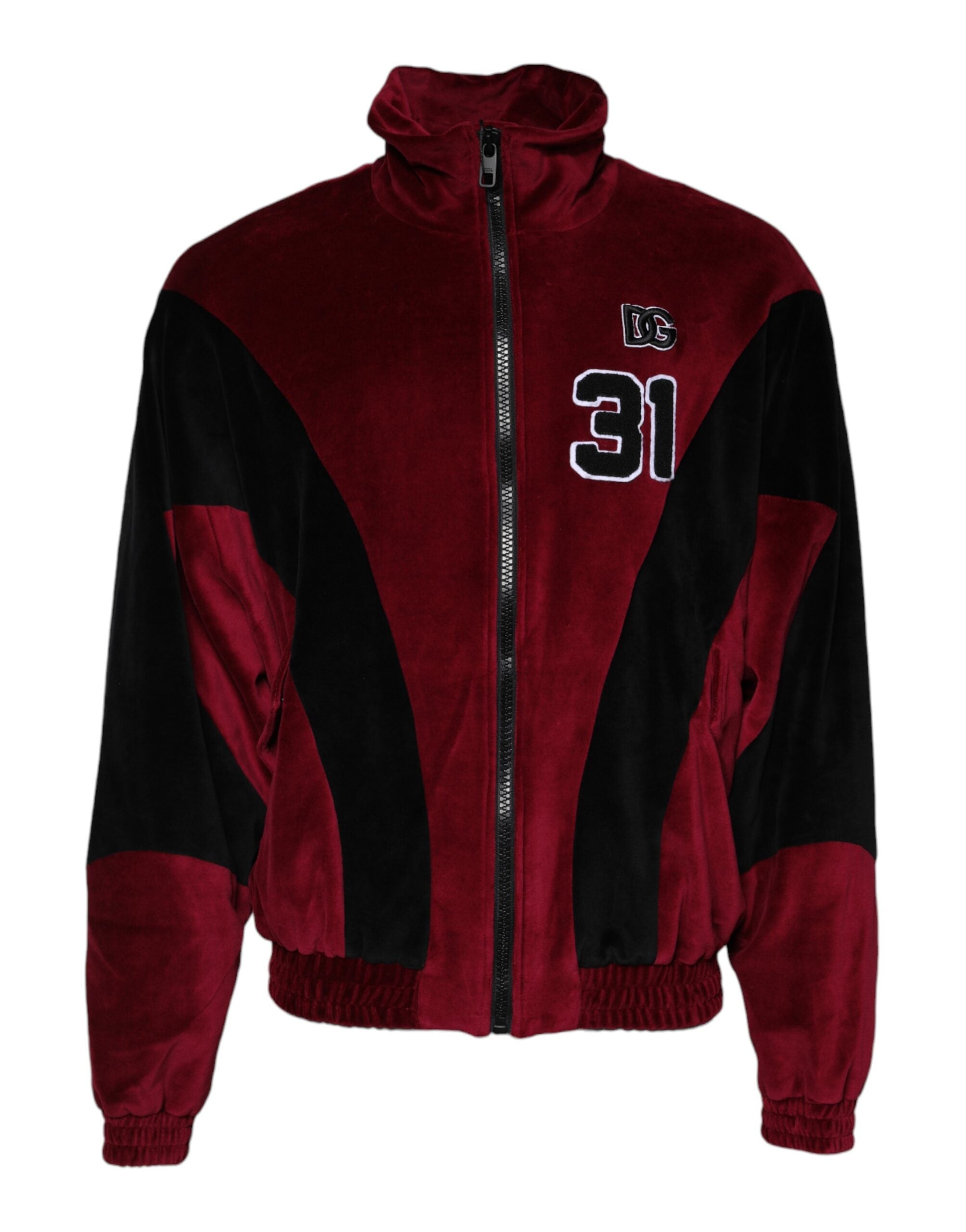 Dolce & Gabbana Rot Schwarz Baumwolle Logo FullZip Bomberjacke