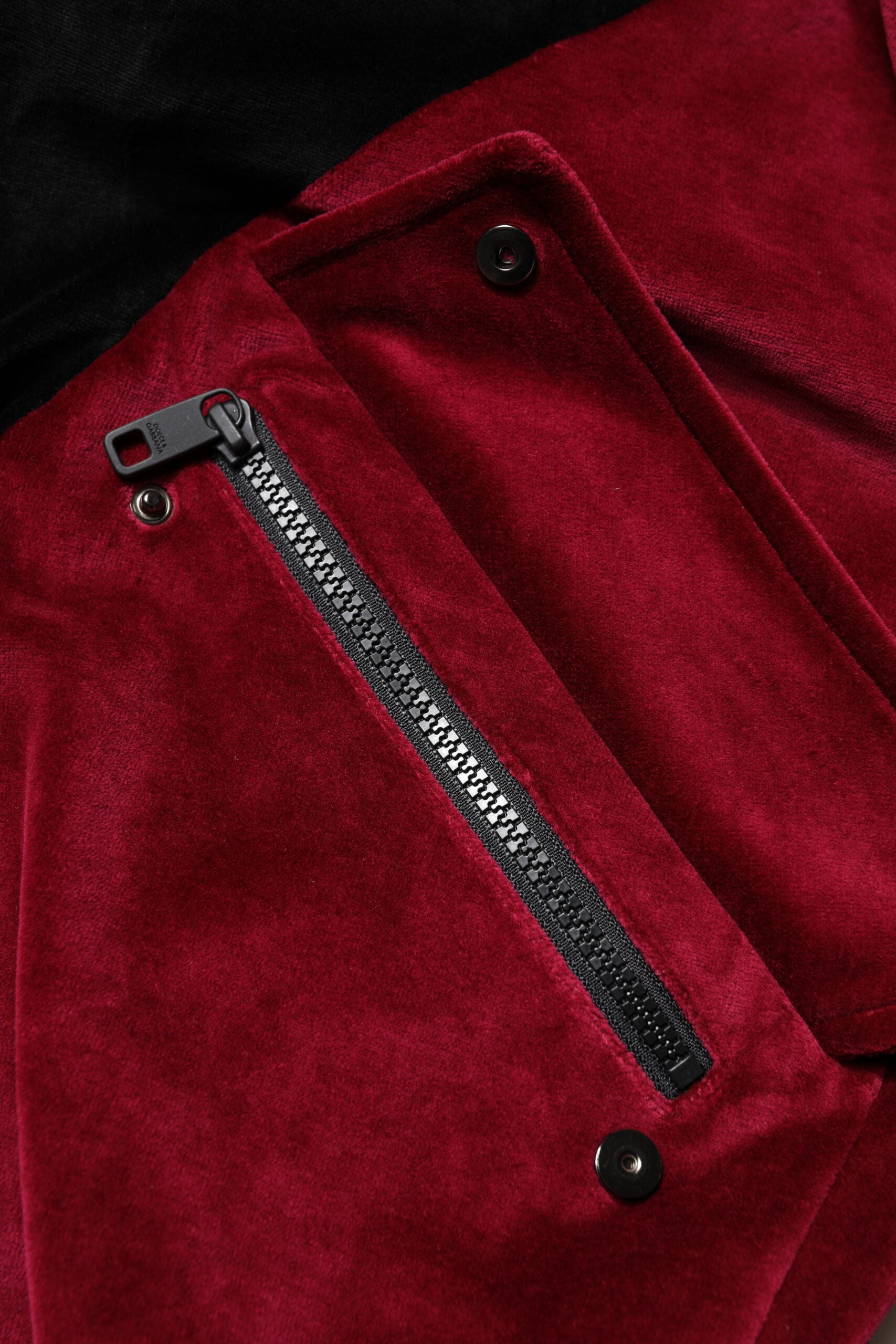 Dolce & Gabbana Rot Schwarz Baumwolle Logo FullZip Bomberjacke