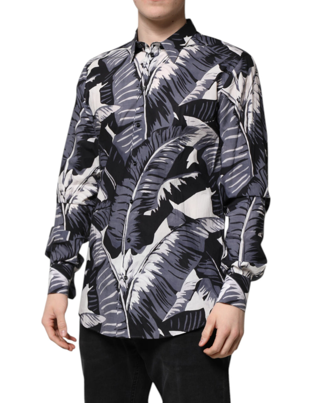 Dolce & Gabbana Multicolor GOLD Baumwollhemd mit Bananenblattdruck