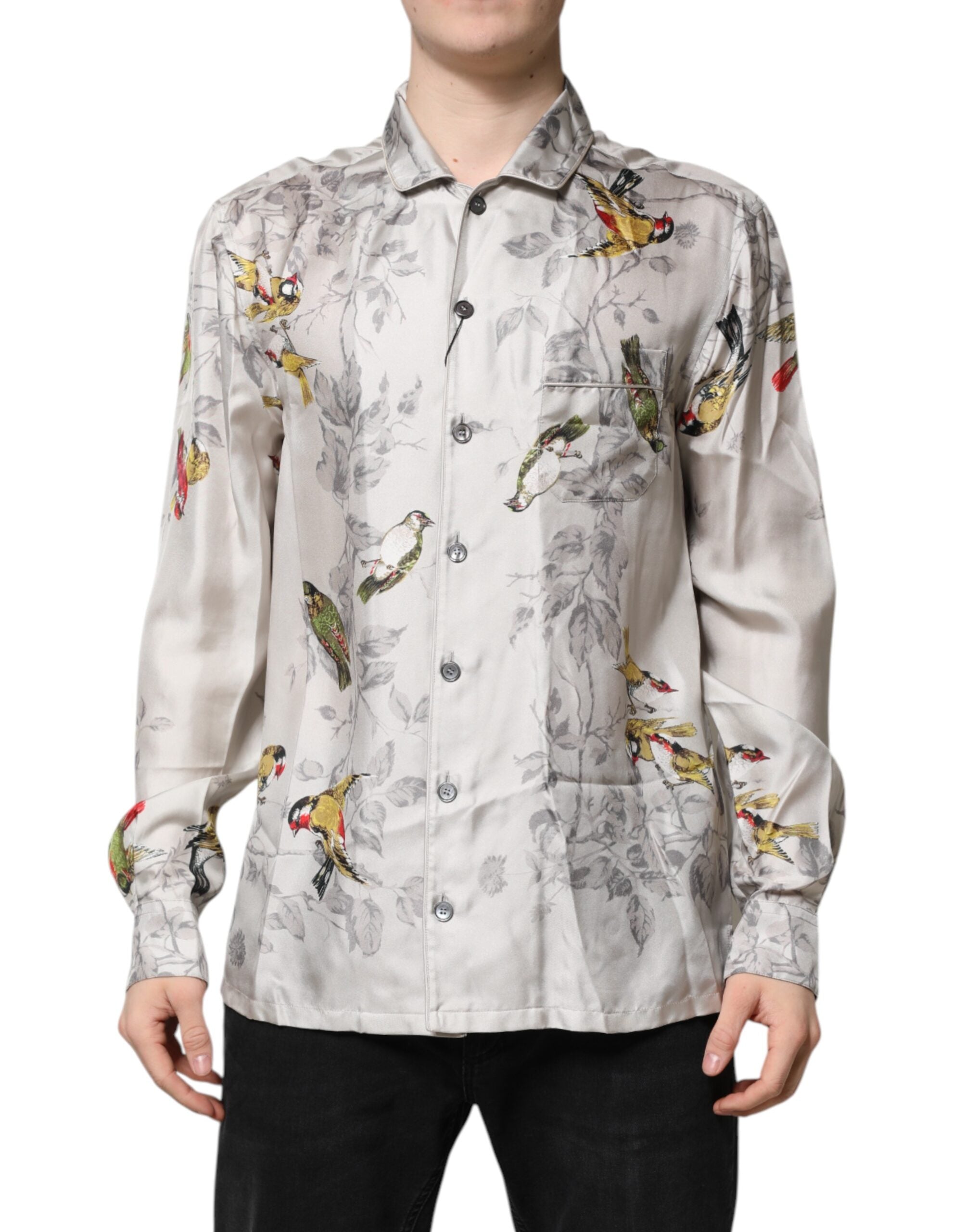 Dolce & Gabbana Multicolor Seide bedrucktes Button Down Hemd