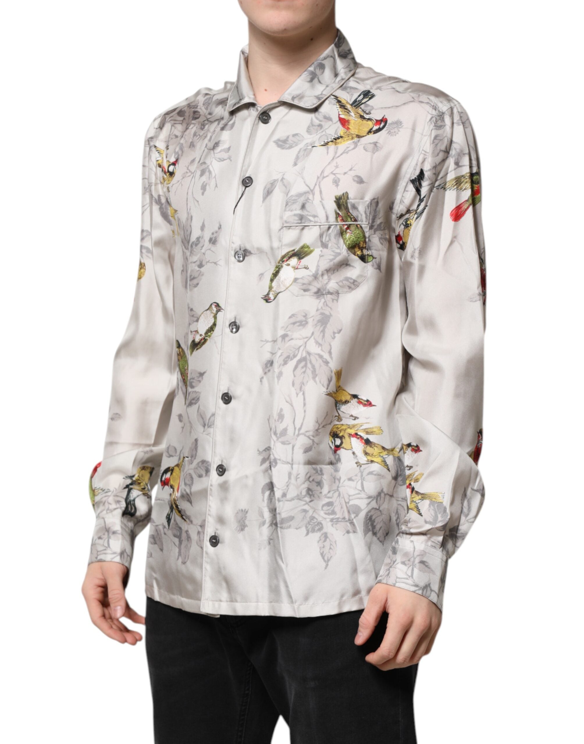 Dolce & Gabbana Multicolor Seide bedrucktes Button Down Hemd