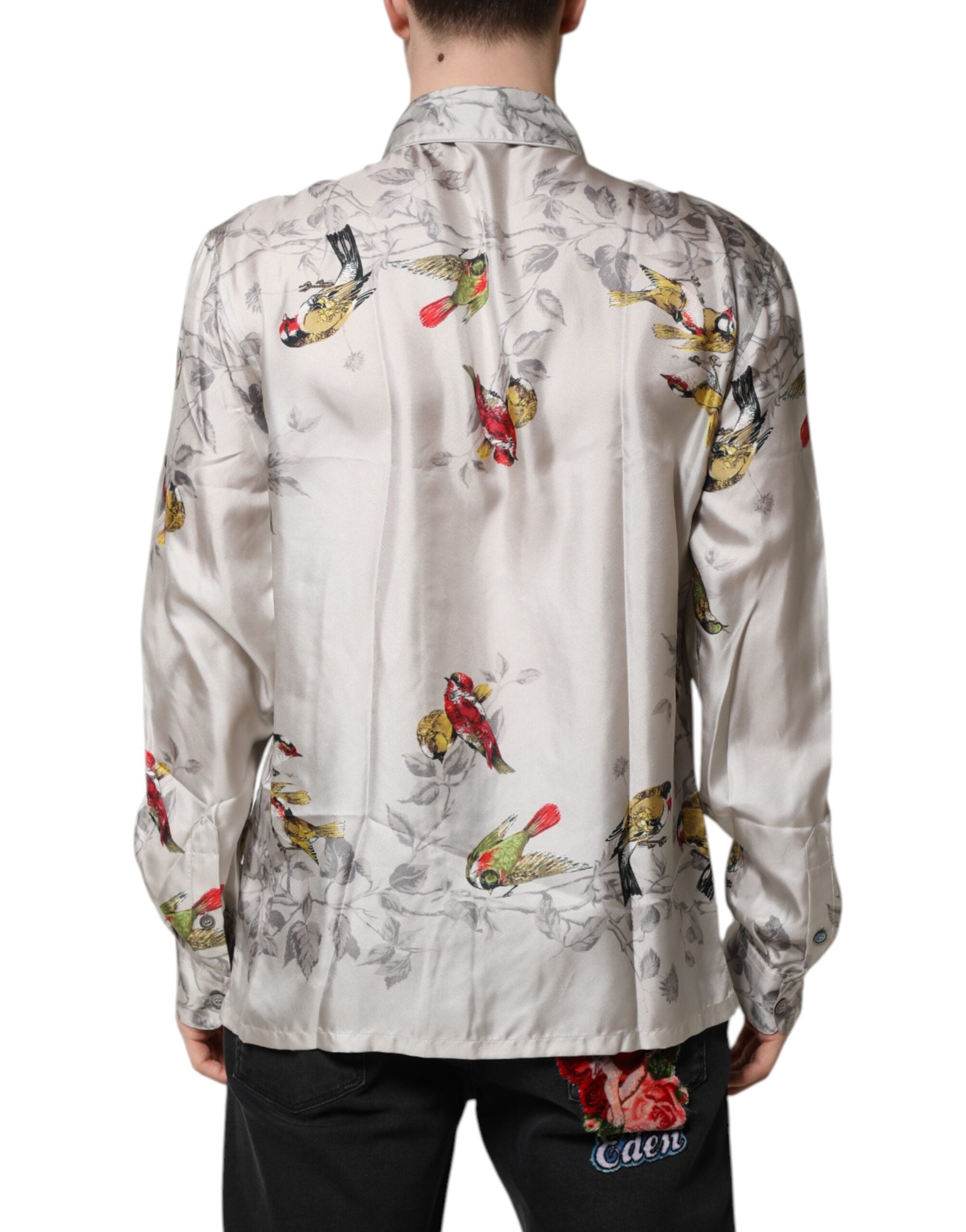 Dolce & Gabbana Multicolor Seide bedrucktes Button Down Hemd