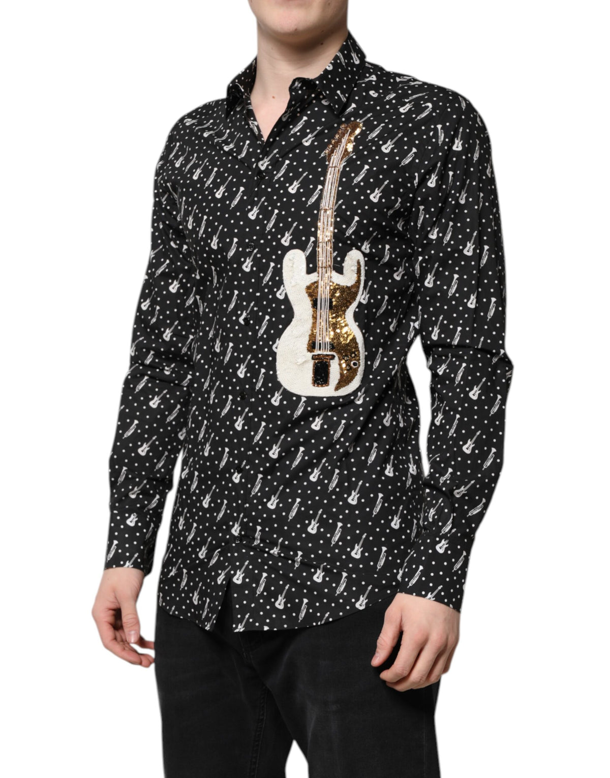 Dolce & Gabbana Zwart GOUDEN Shirt met Instrumenten Applicatie
