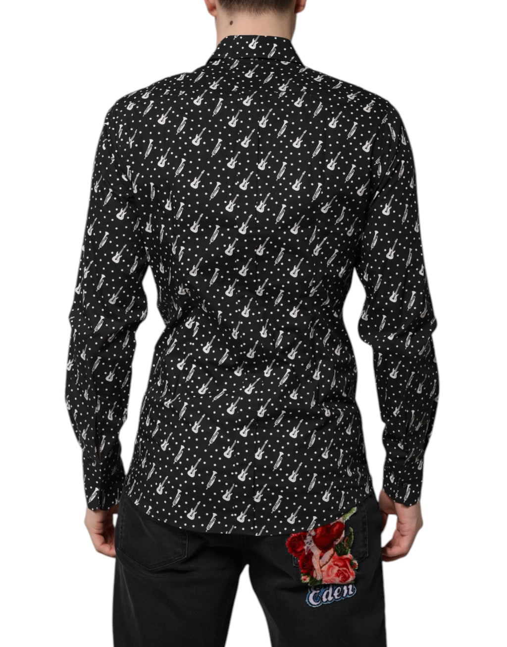Dolce & Gabbana Schwarzes GOLD Instrument Verziertes Hemd