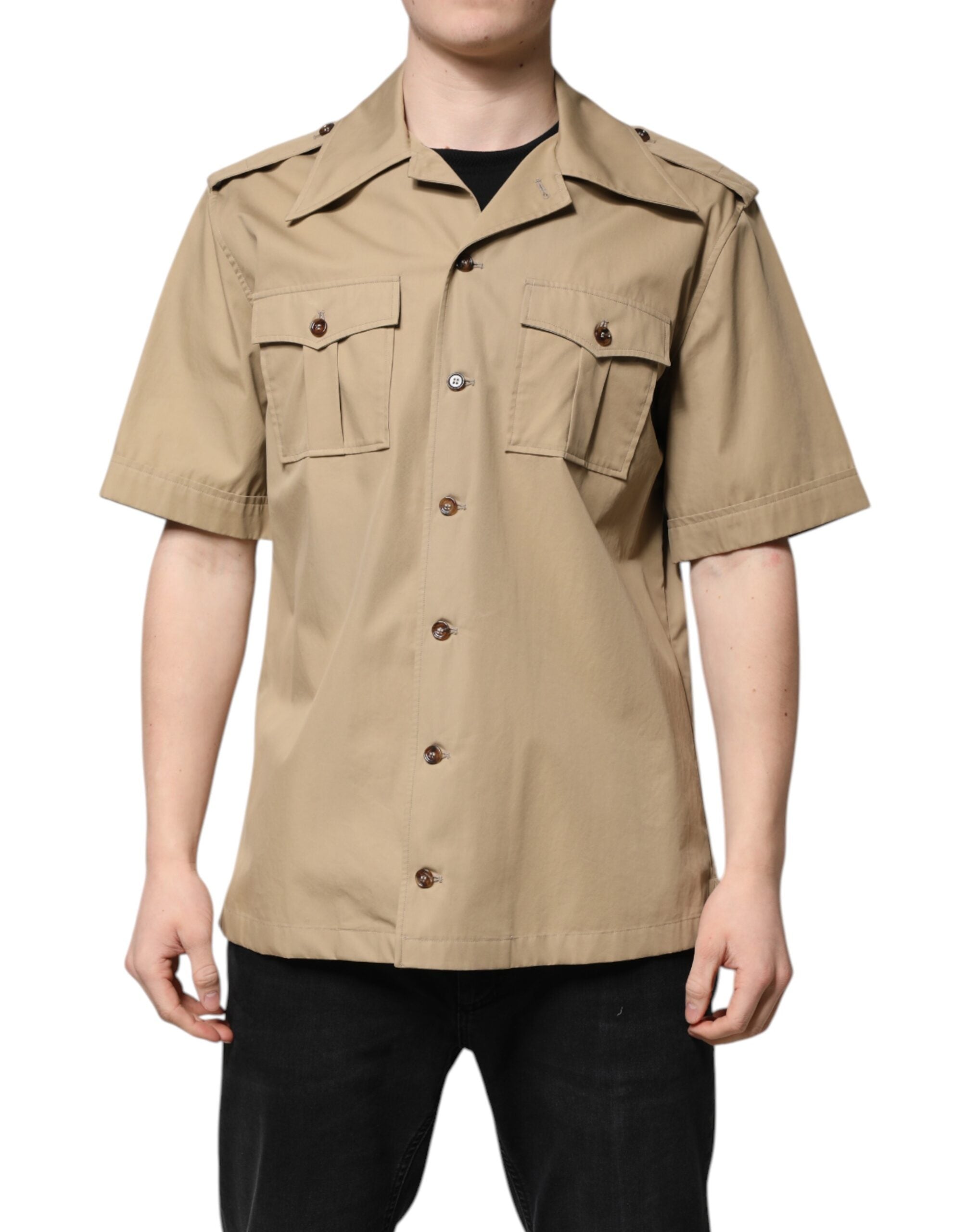 Dolce & Gabbana Braunes Shirt mit Grafikdruck und kurzen Ärmeln