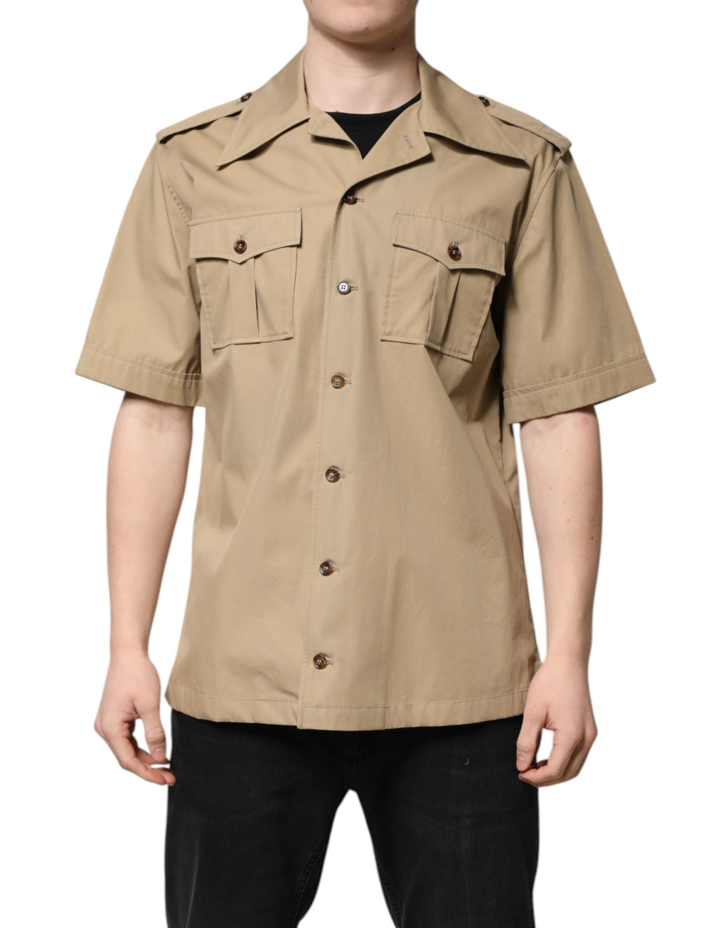 Dolce & Gabbana Braunes Shirt mit Grafikdruck und kurzen Ärmeln