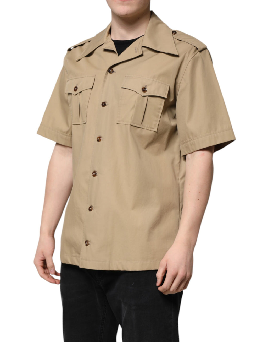 Dolce & Gabbana Braunes Shirt mit Grafikdruck und kurzen Ärmeln