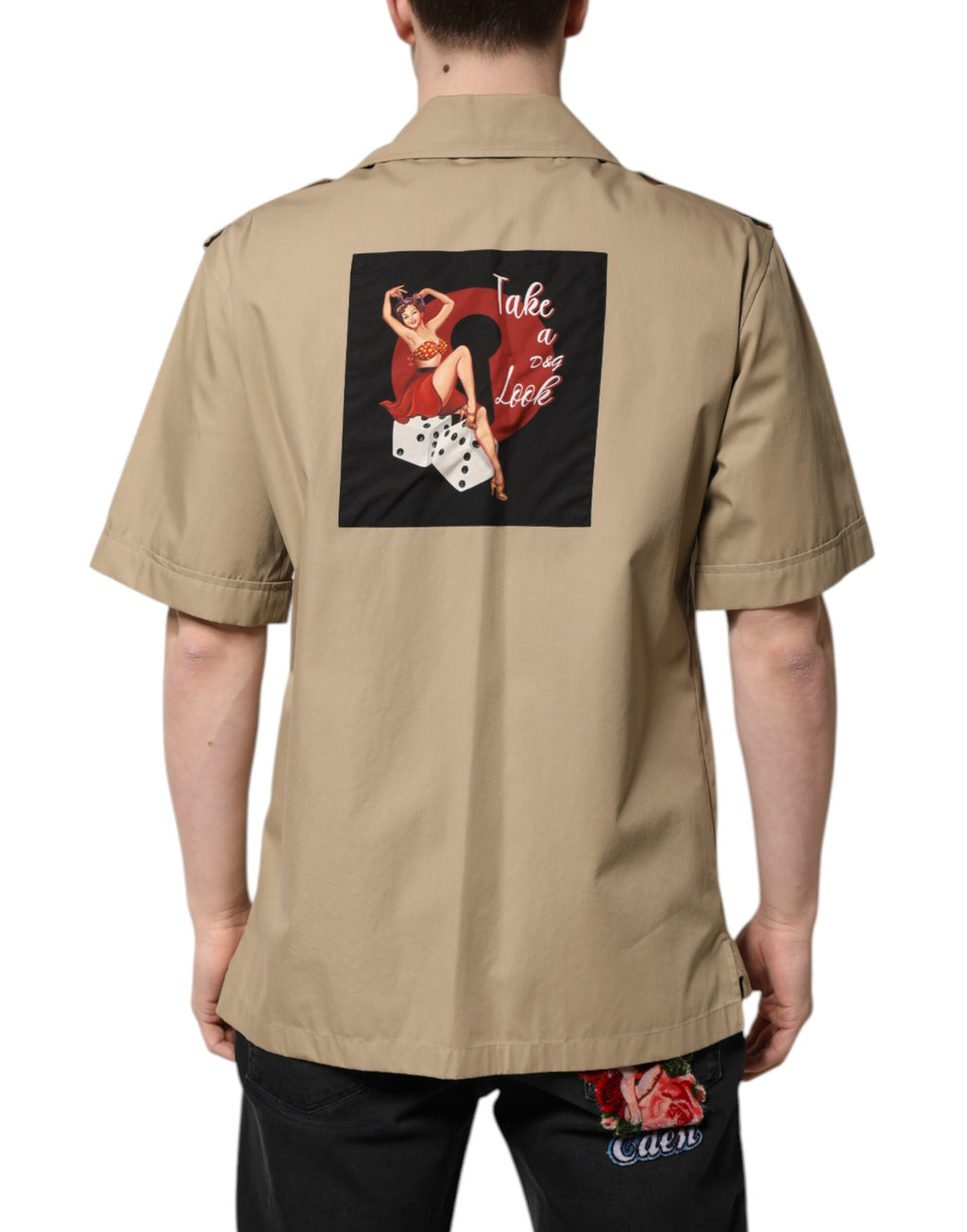 Dolce & Gabbana Braunes Shirt mit Grafikdruck und kurzen Ärmeln