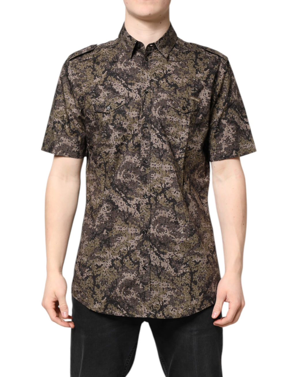 Dolce & Gabbana Mehrfarbiges Camouflage Button Down GOLD Hemd