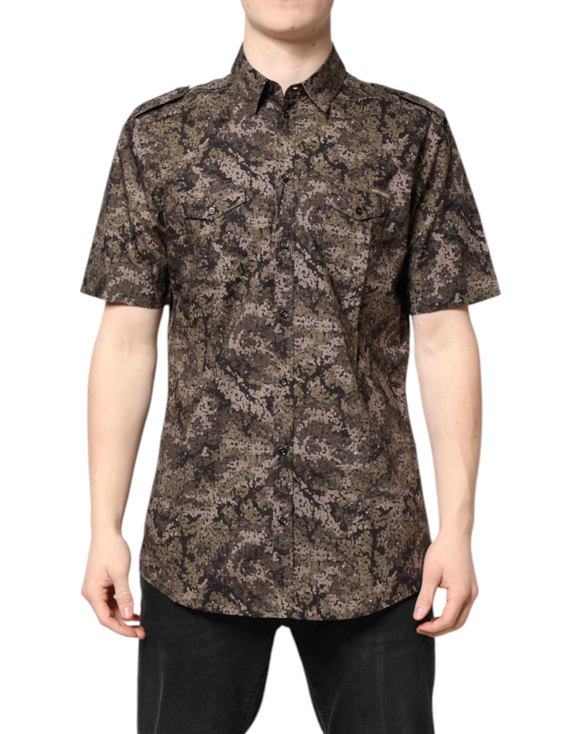 Dolce & Gabbana Mehrfarbiges Camouflage Button Down GOLD Hemd