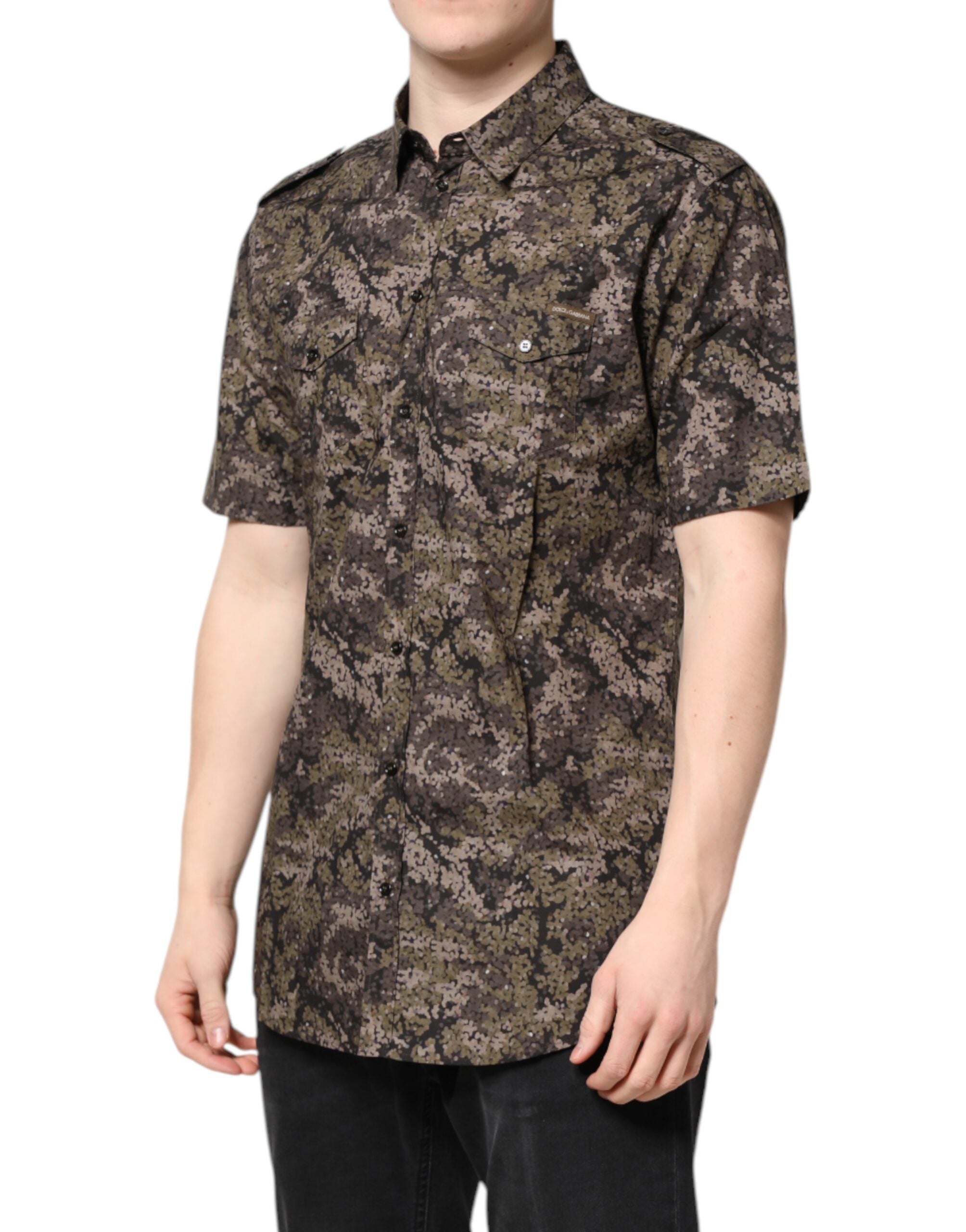 Dolce & Gabbana Mehrfarbiges Camouflage Button Down GOLD Hemd