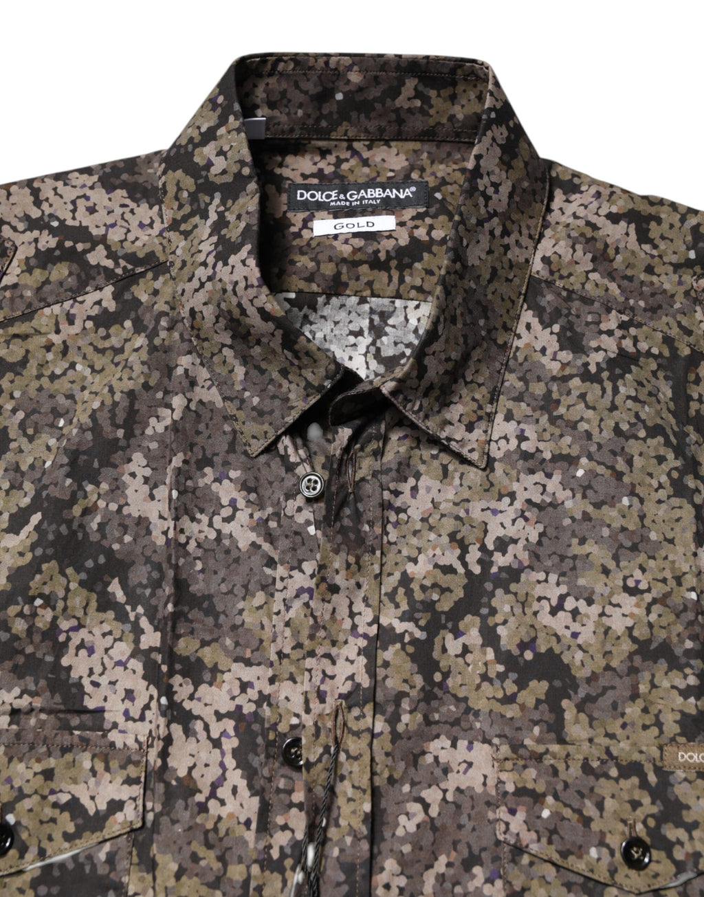 Dolce & Gabbana Mehrfarbiges Camouflage Button Down GOLD Hemd