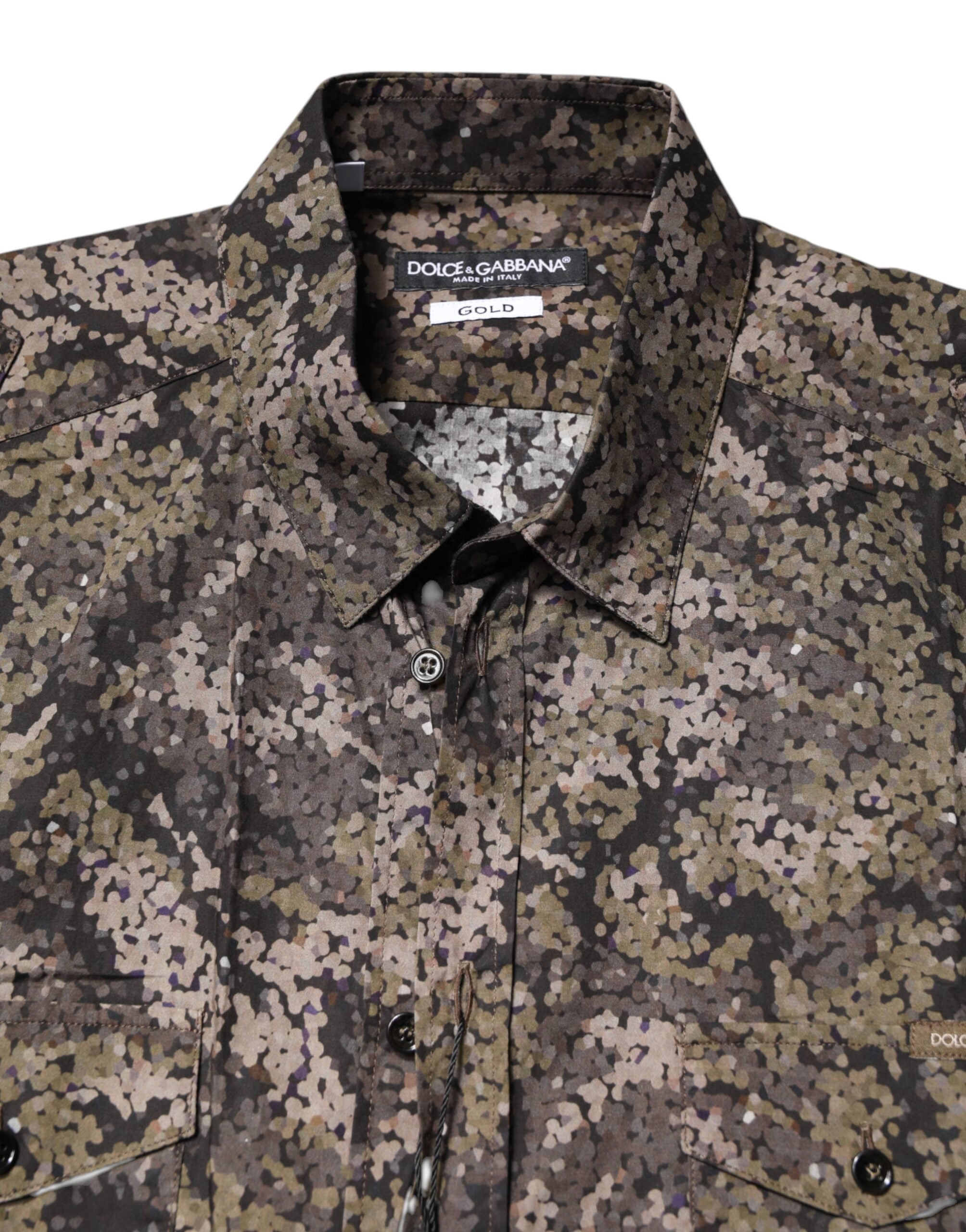 Dolce & Gabbana Mehrfarbiges Camouflage Button Down GOLD Hemd