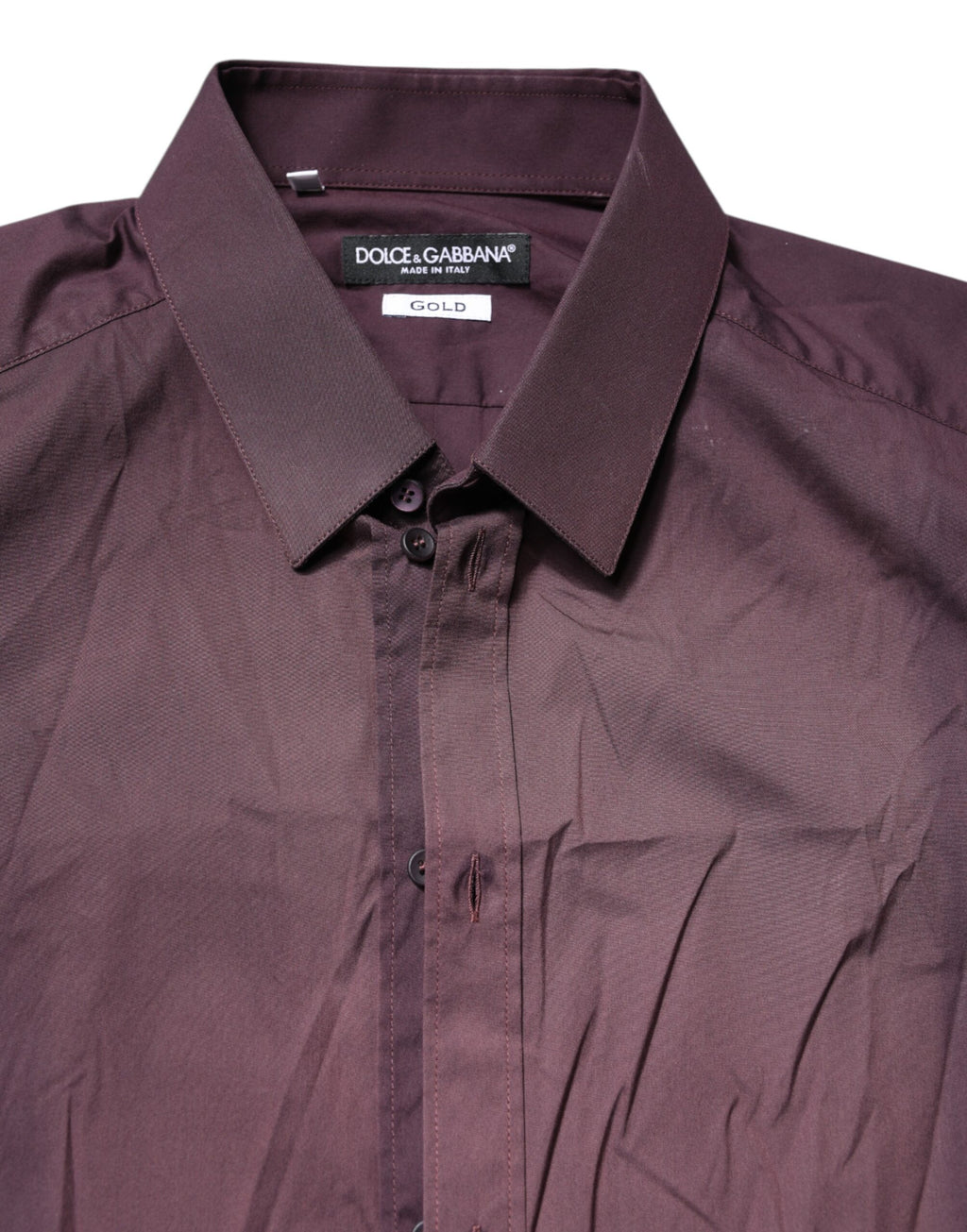 Dolce & Gabbana Burgunderfarbenes Hemd aus Baumwolle GOLD mit langen Ärmeln