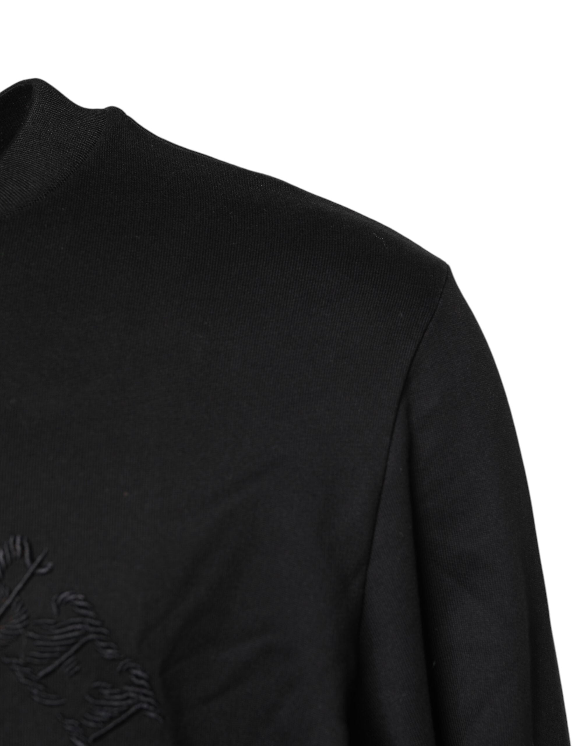 Dolce & Gabbana Schwarzer bestickter Pullover mit Rundhalsausschnitt