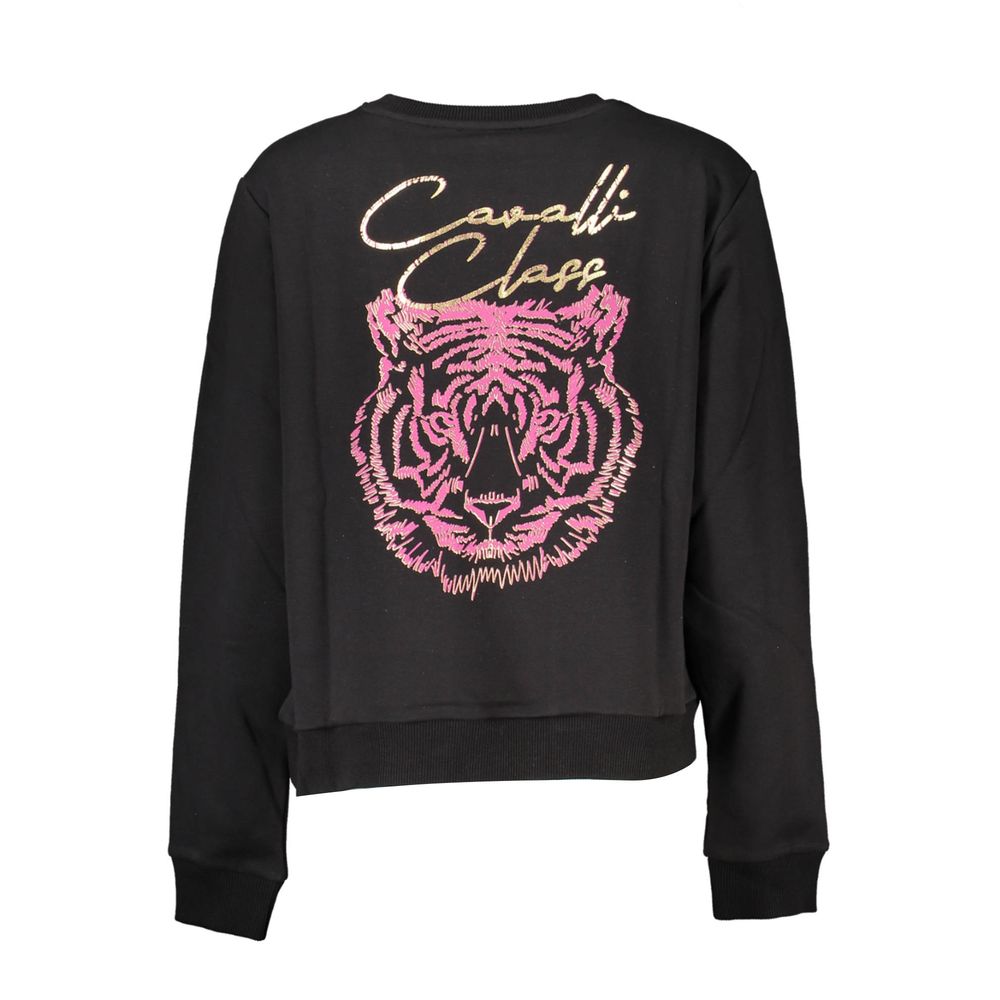 Cavalli Class Schwarzer Baumwollpullover für Frauen