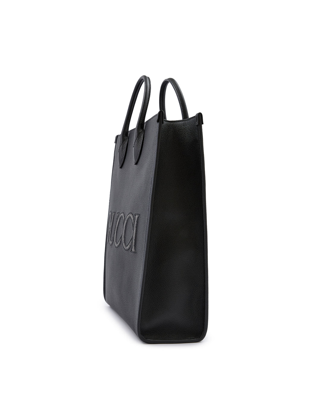 Gucci Schwarzes Leder Logo Medium Tote Bag