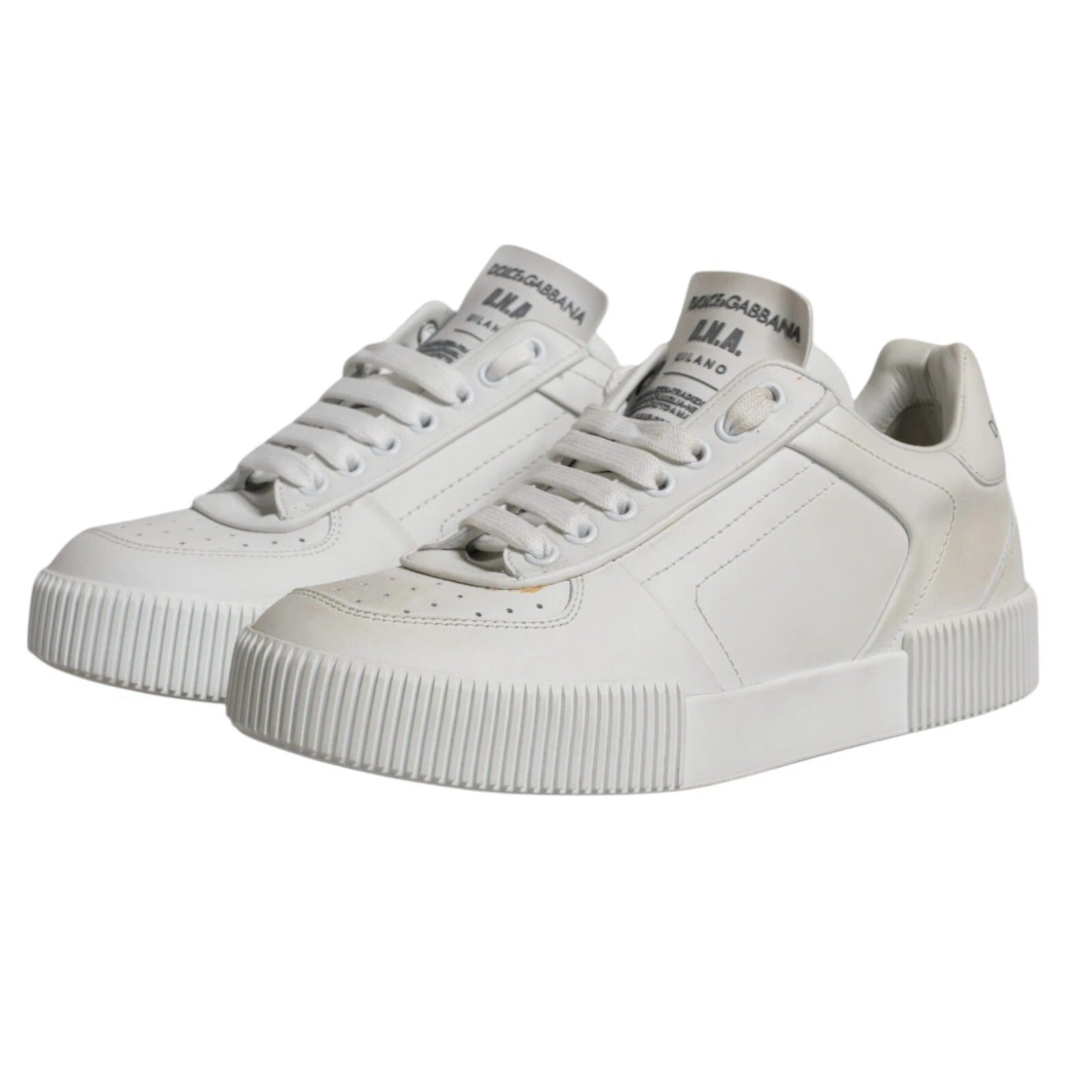 Dolce & Gabbana Weiß Miami Leder Low Top Turnschuhe Schuhe