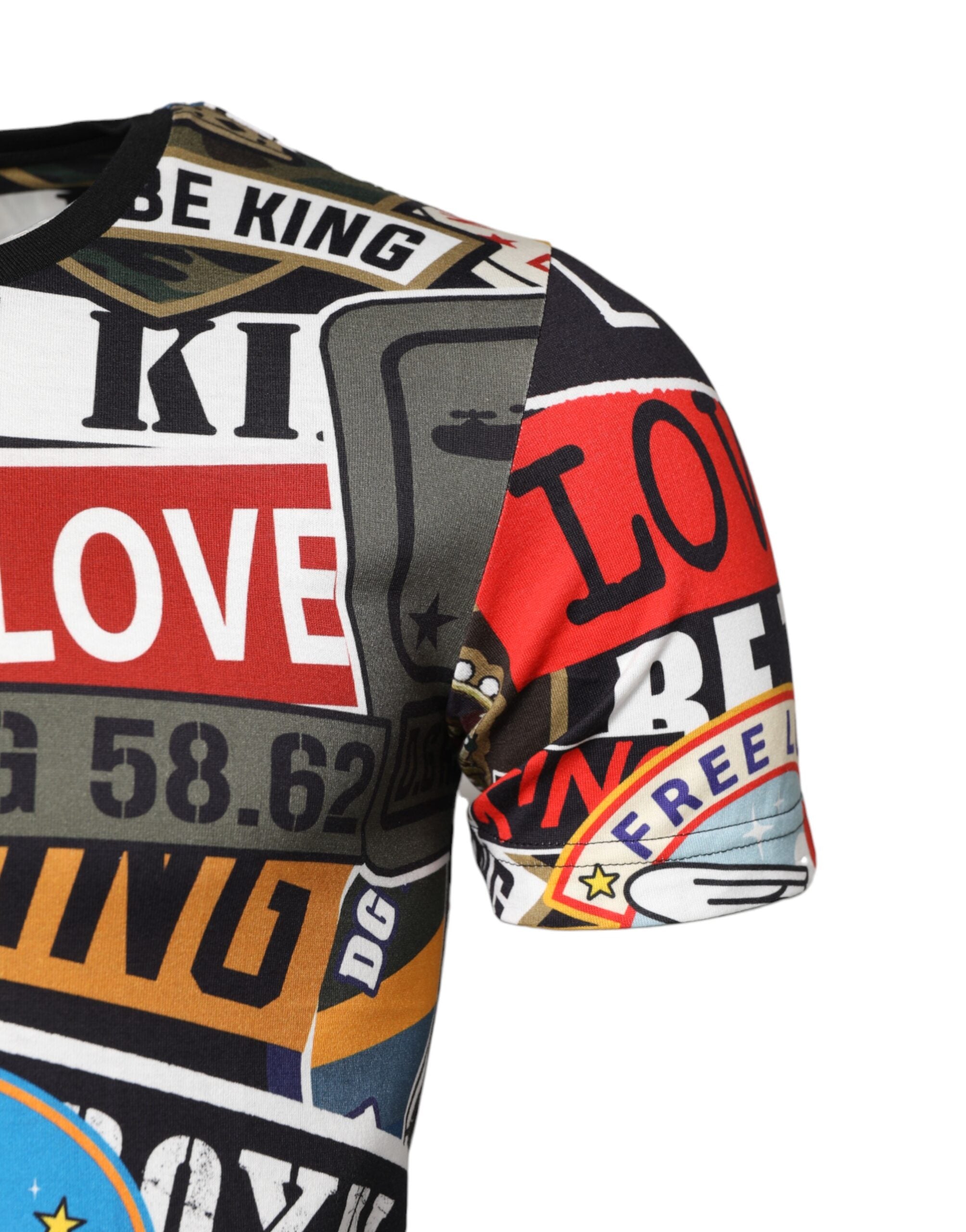 Dolce & Gabbana Multicolor Patchwork T-Shirt mit Rundhalsausschnitt aus Baumwolle