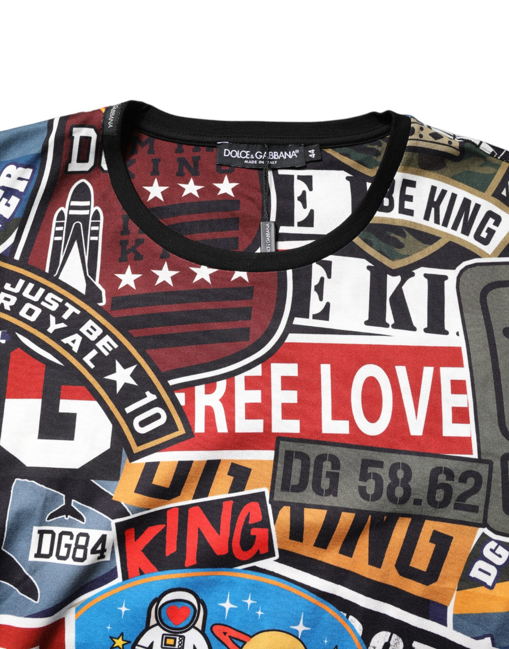 Dolce & Gabbana Multicolor Patchwork T-Shirt mit Rundhalsausschnitt aus Baumwolle