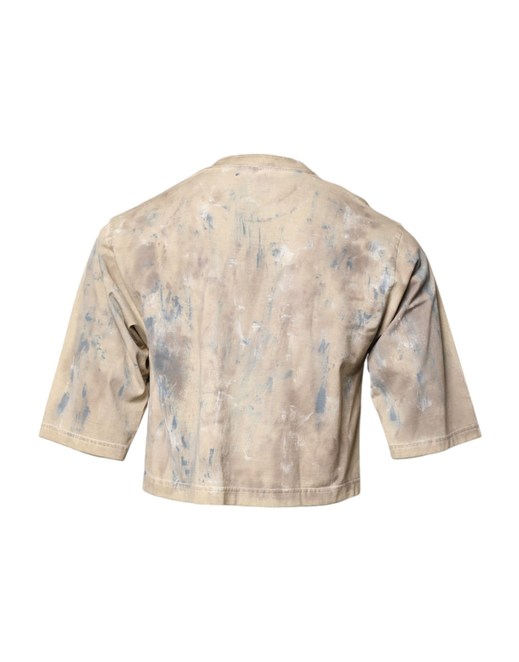 Dolce & Gabbana Beige Tie Dye DG Stickerei Cropped T-Shirt