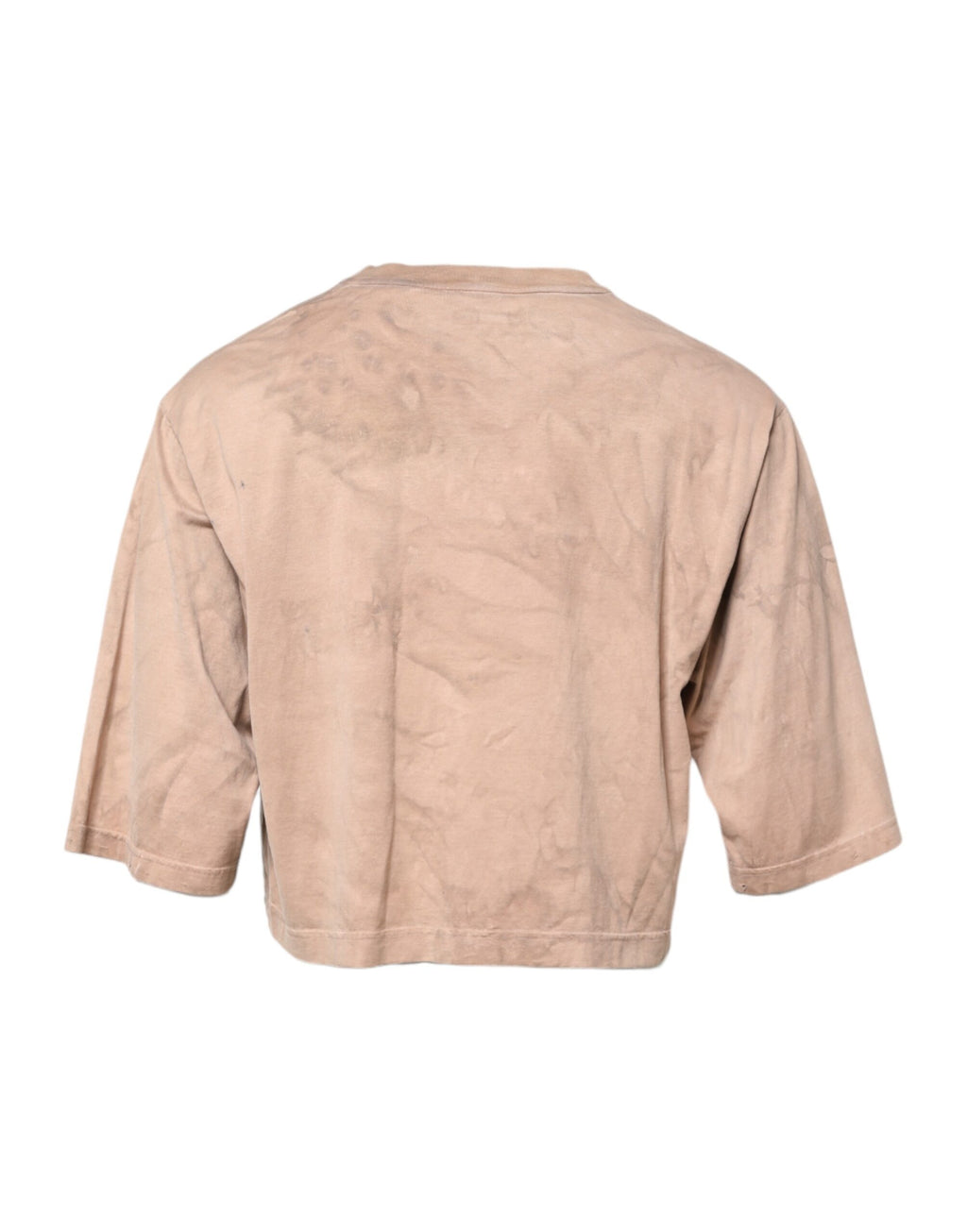 Dolce & Gabbana Beigefarbenes T-Shirt mit Tie-Dye-Logo-Print in Kurzform