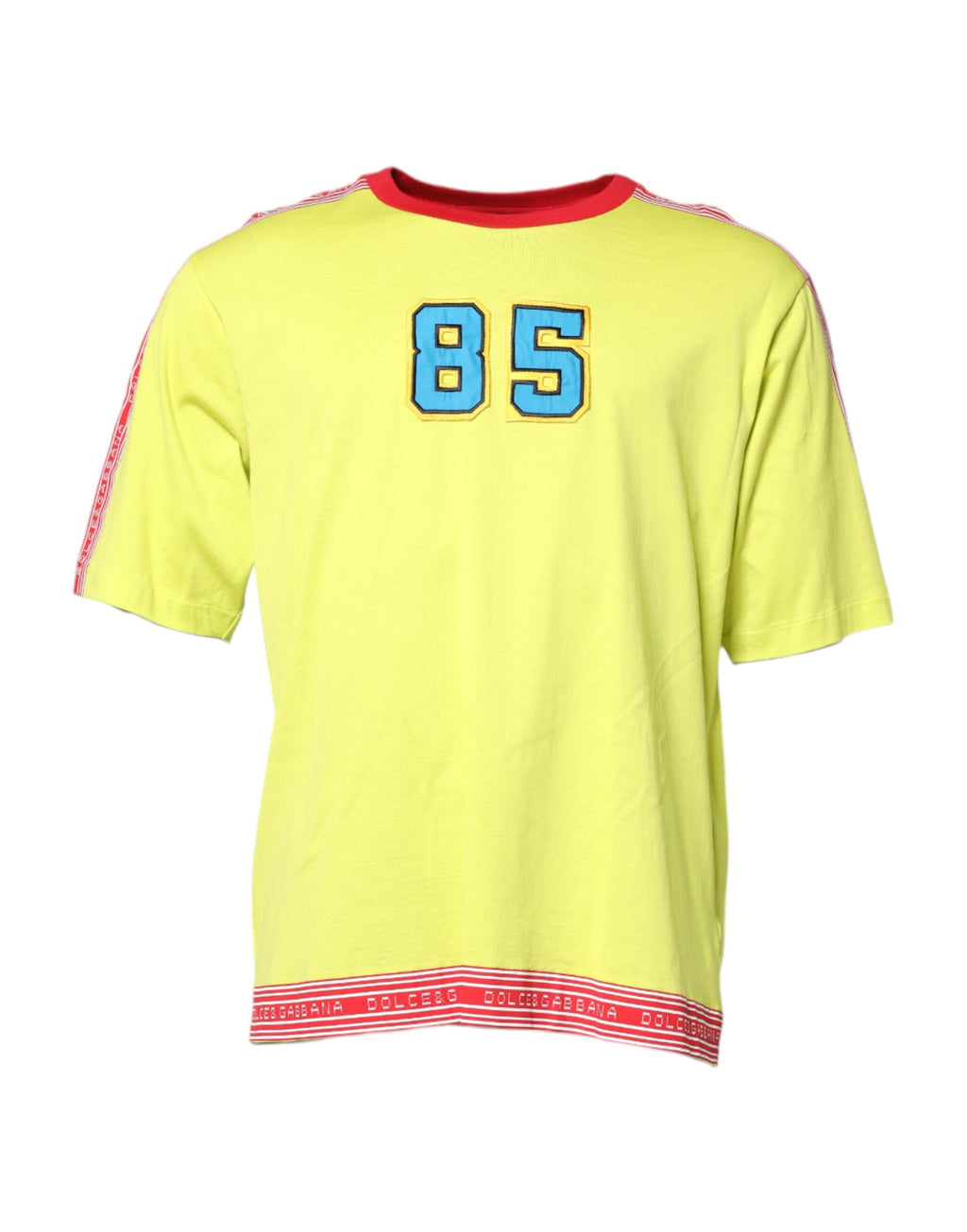 Dolce & Gabbana Grünes T-Shirt mit Rundhalsausschnitt aus Baumwolle 85 Patch