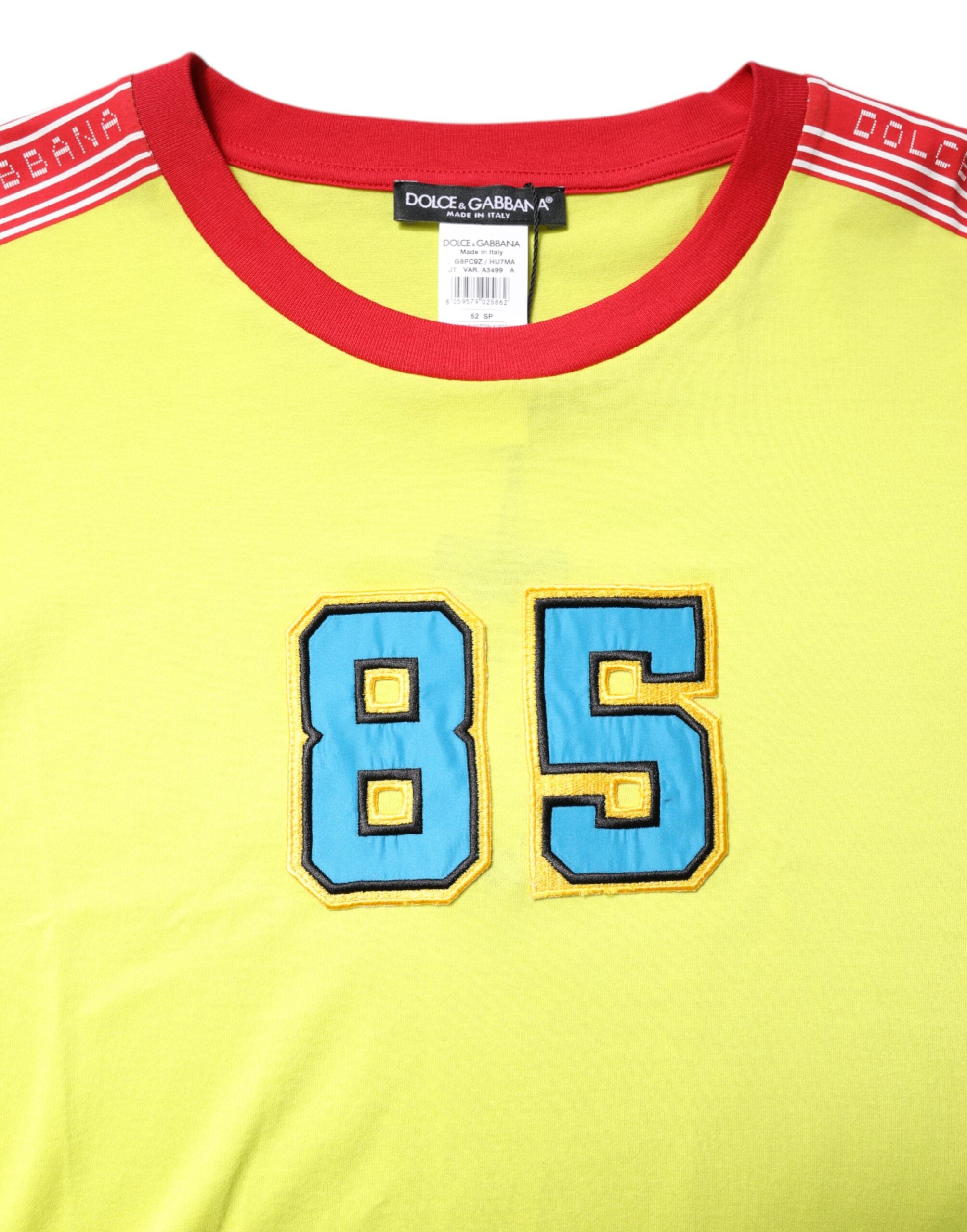 Dolce & Gabbana Grünes T-Shirt mit Rundhalsausschnitt aus Baumwolle 85 Patch