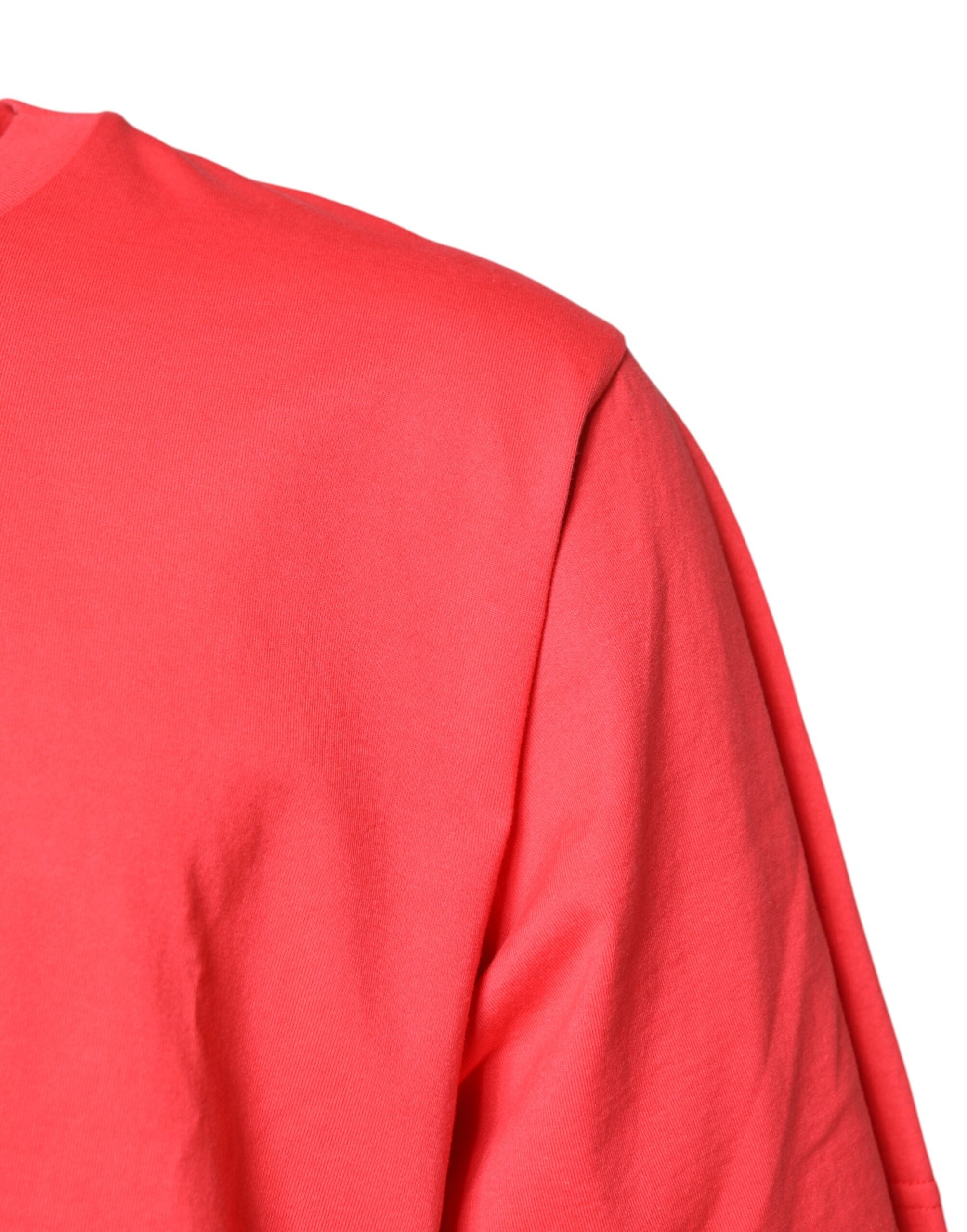 Dolce & Gabbana Rotes T-Shirt mit Rundhalsausschnitt und Schriftzug aus Baumwolle