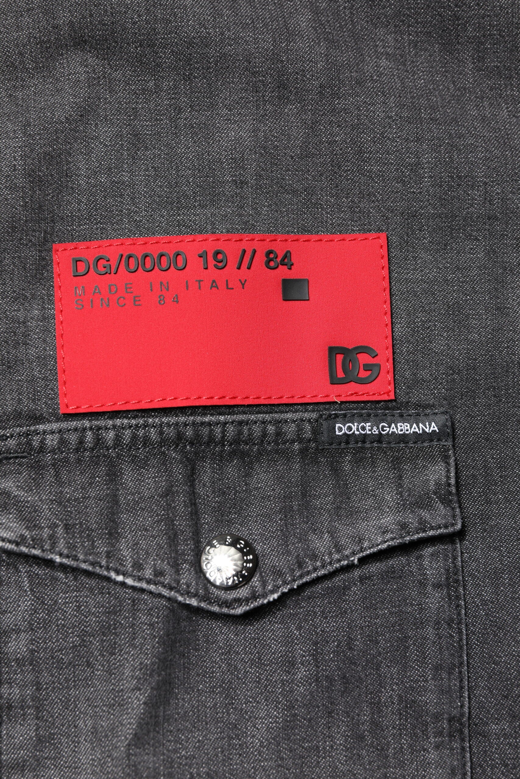 Dolce & Gabbana Graues Denim-Hemd mit langen Ärmeln und Knopfleiste