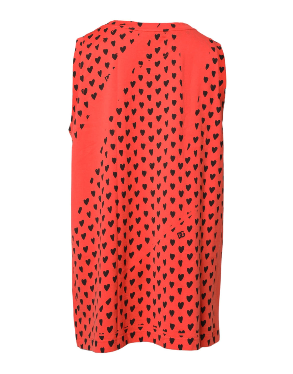Dolce & Gabbana Rotes ärmelloses DG Heart Logo-T-Shirt aus Baumwolle