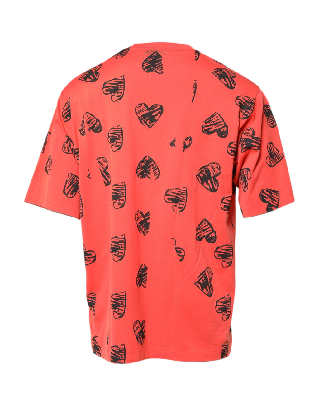 Dolce & Gabbana Rotes Baumwoll-T-Shirt mit kurzen Ärmeln und DG Heart Logo