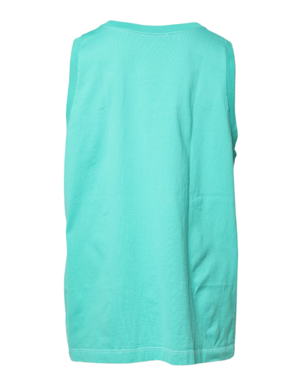 Dolce & Gabbana Grünes ärmelloses Logo-Rundhals-T-Shirt