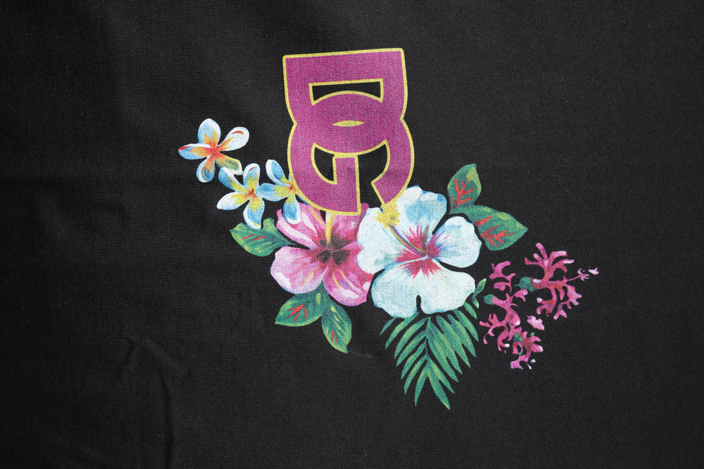 Dolce & Gabbana Schwarzes DG T-Shirt mit Blumendruck und Rundhalsausschnitt