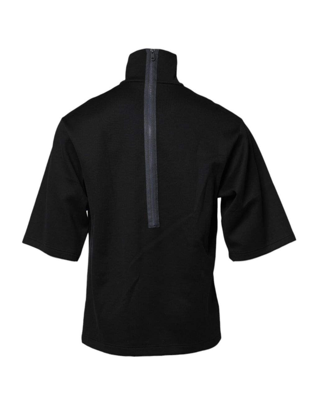 Dolce & Gabbana Schwarzes Rollkragen-T-Shirt mit DG-Druck aus Baumwolle