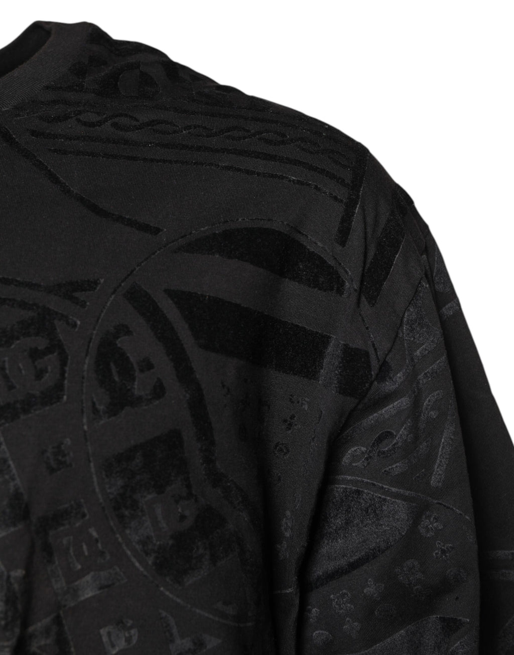 Dolce & Gabbana Schwarzes Baumwoll-Bandana-Logo-T-Shirt mit Rundhalsausschnitt