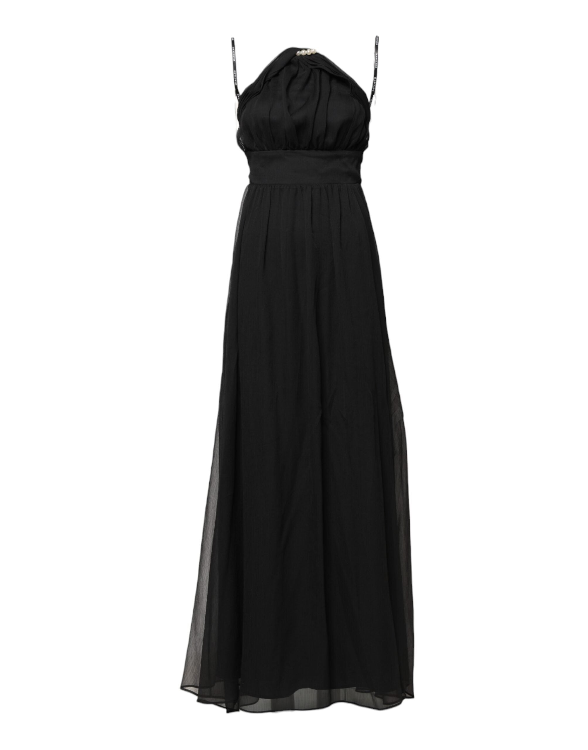 Marciano by Guess Schwarzes ärmelloses langes Kleid aus Tüll und Perlen