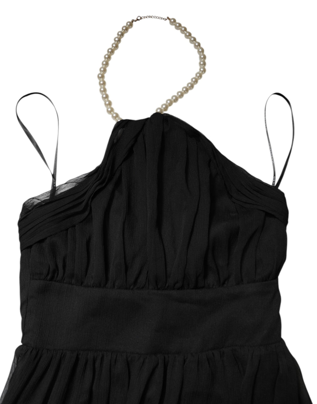 Marciano by Guess Schwarzes ärmelloses langes Kleid aus Tüll und Perlen
