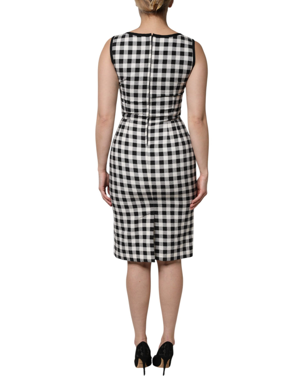 Dolce & Gabbana Wit Zwart Geruite Mouwloze Schedejurk