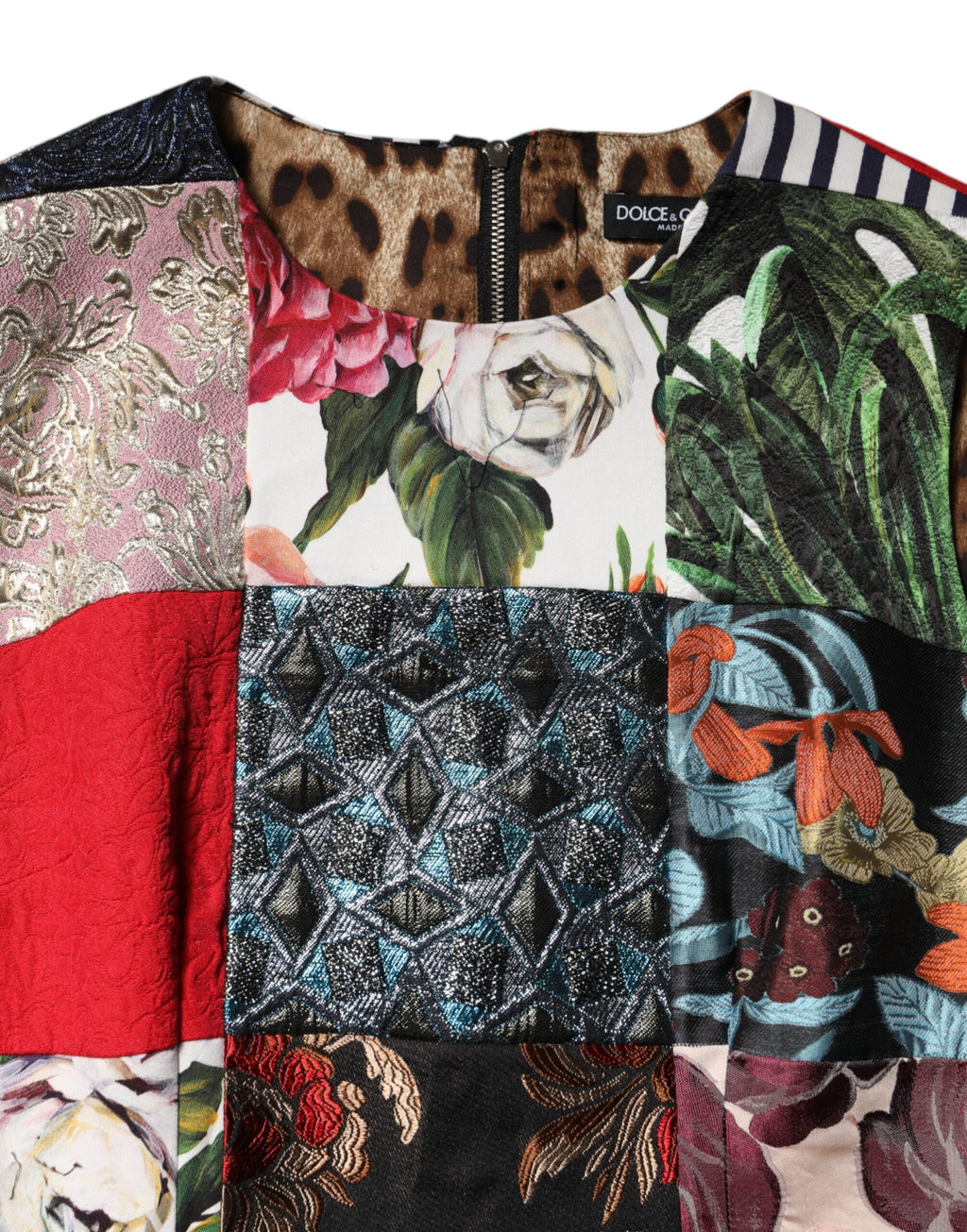 Dolce & Gabbana Multicolor Patchwork Ärmelloses Etuikleid