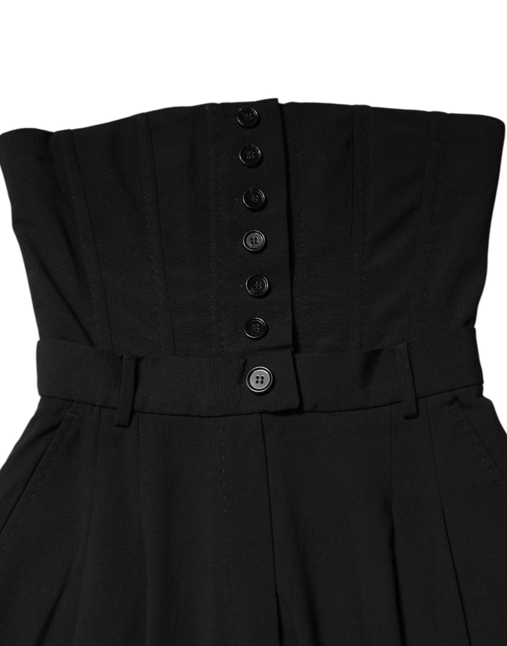 Dolce & Gabbana Schwarzer trägerloser Strampler aus Wolle Jumpsuit Kleid