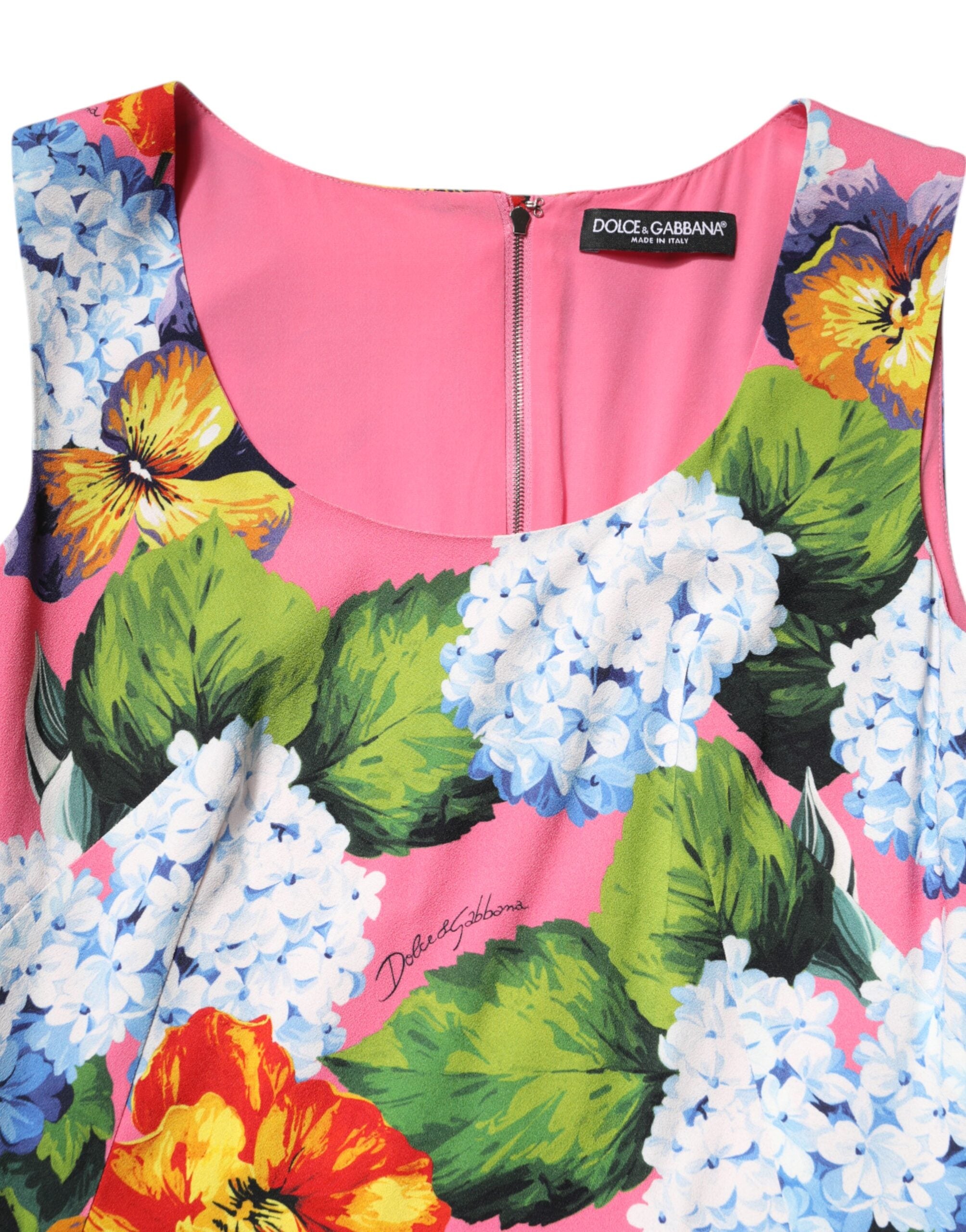 Dolce & Gabbana Multicolor Floral Ärmelloses Etuikleid