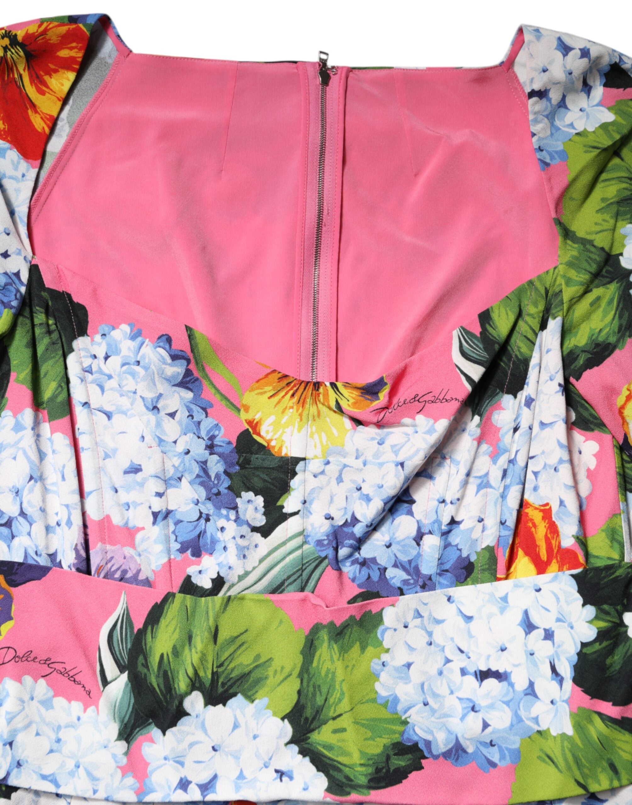 Dolce & Gabbana Multicolor Floral plissiertes Etuikleid Midikleid