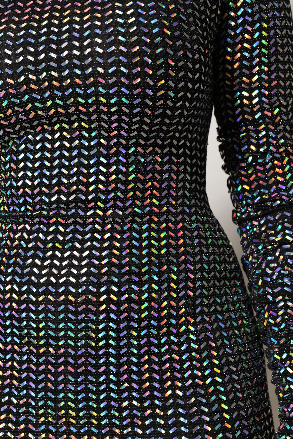 Dolce & Gabbana Schwarzes verschönertes Nylon-Bodycon-Minikleid