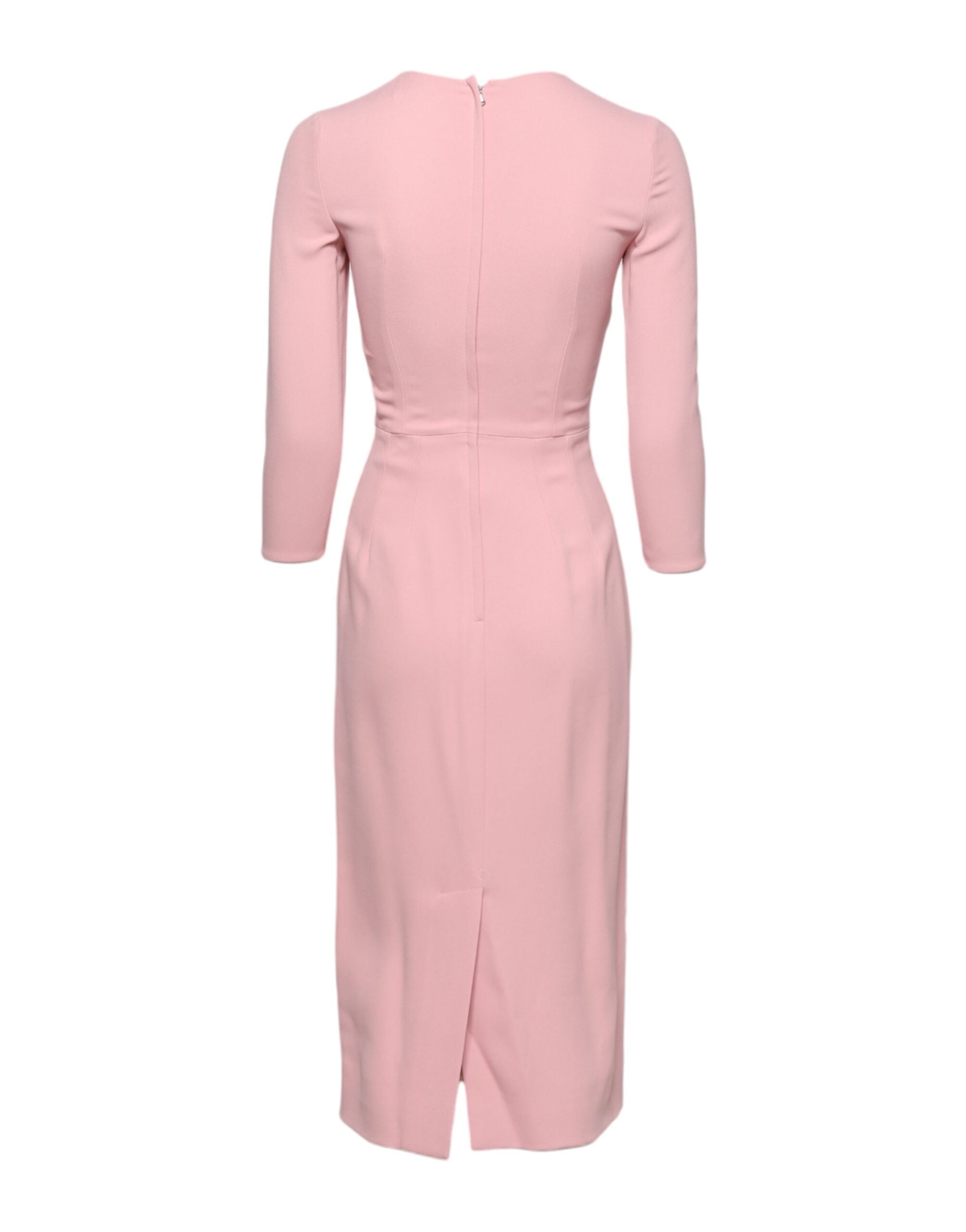 Dolce & Gabbana Rosa Viskose 3/4 Ärmel Etuikleid Midikleid