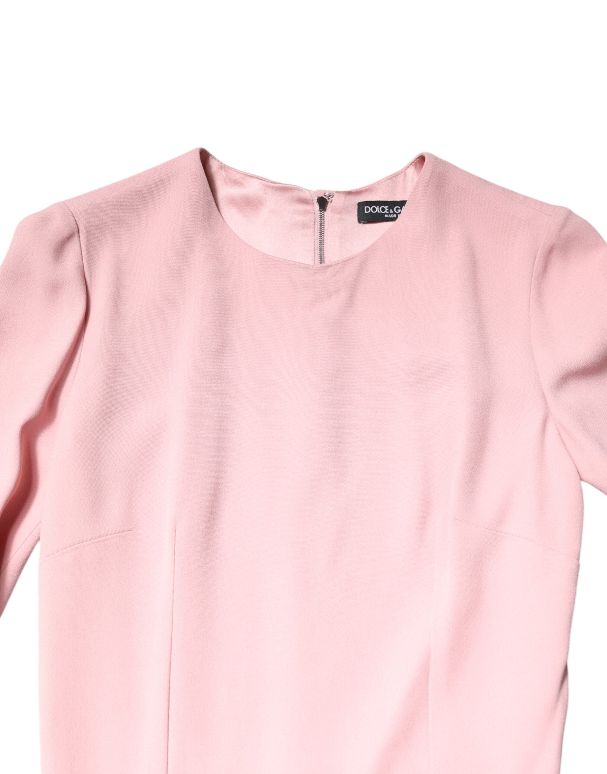 Dolce & Gabbana Rosa Viskose 3/4 Ärmel Etuikleid Midikleid