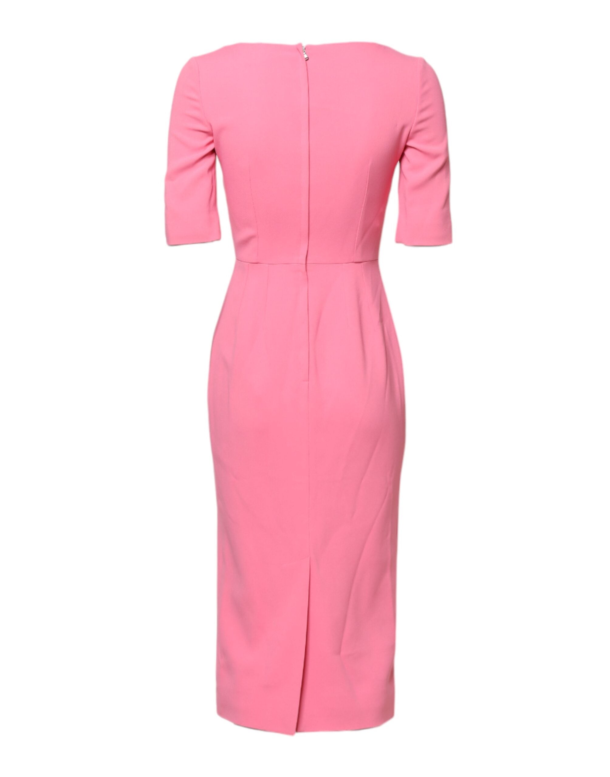 Dolce & Gabbana Rosa Viskose Kurzarm-Midikleid mit Etui